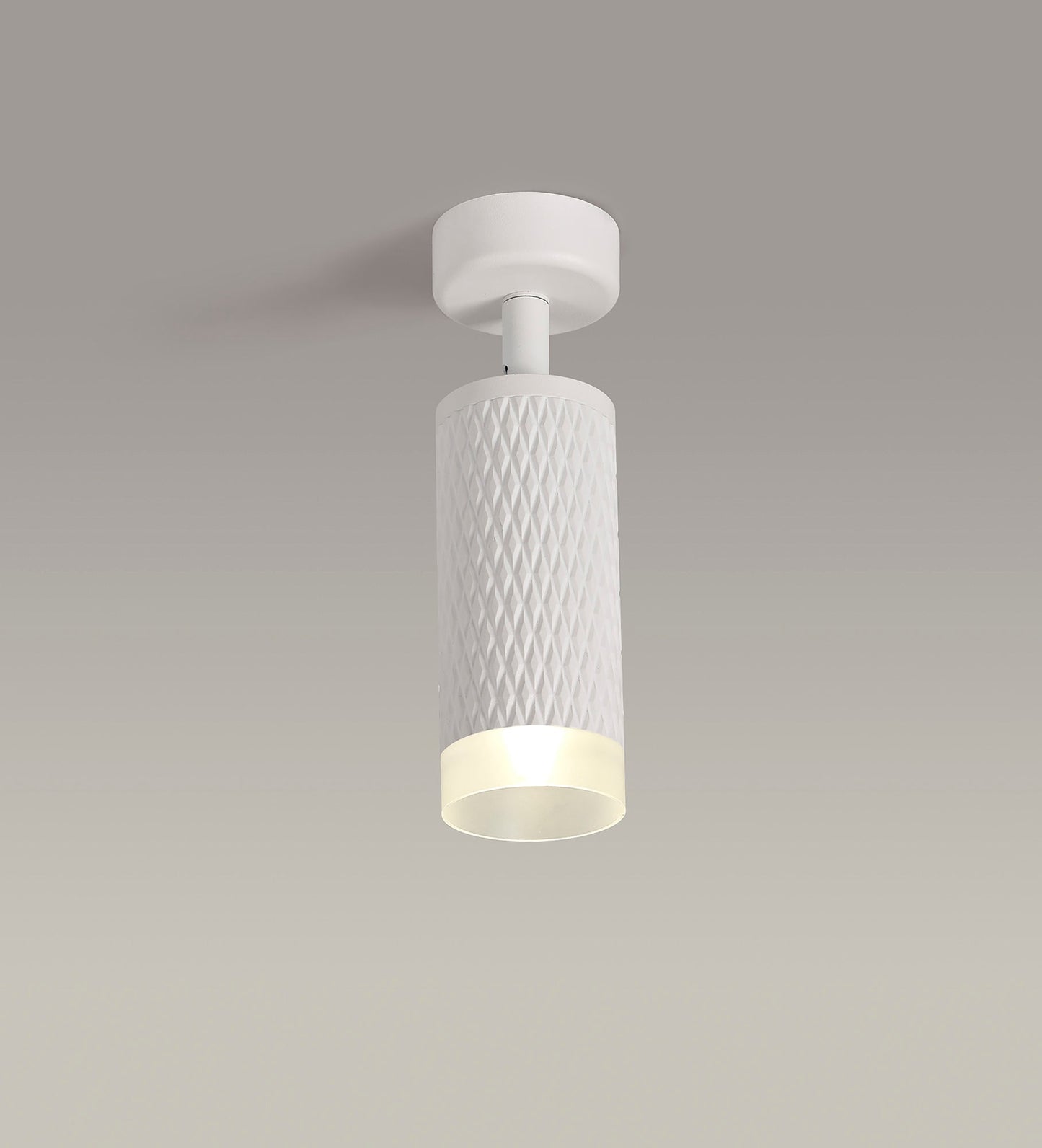 Heyes 1 Light Surface Mounted Spotlight GU10, Sand White and Acrylic Ring
