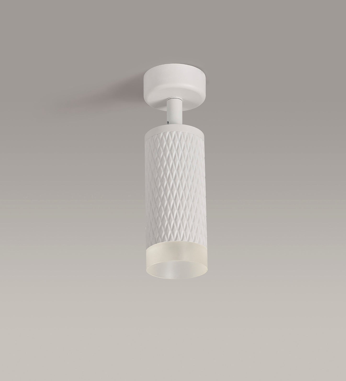 Heyes 1 Light Surface Mounted Spotlight GU10, Sand White and Acrylic Ring