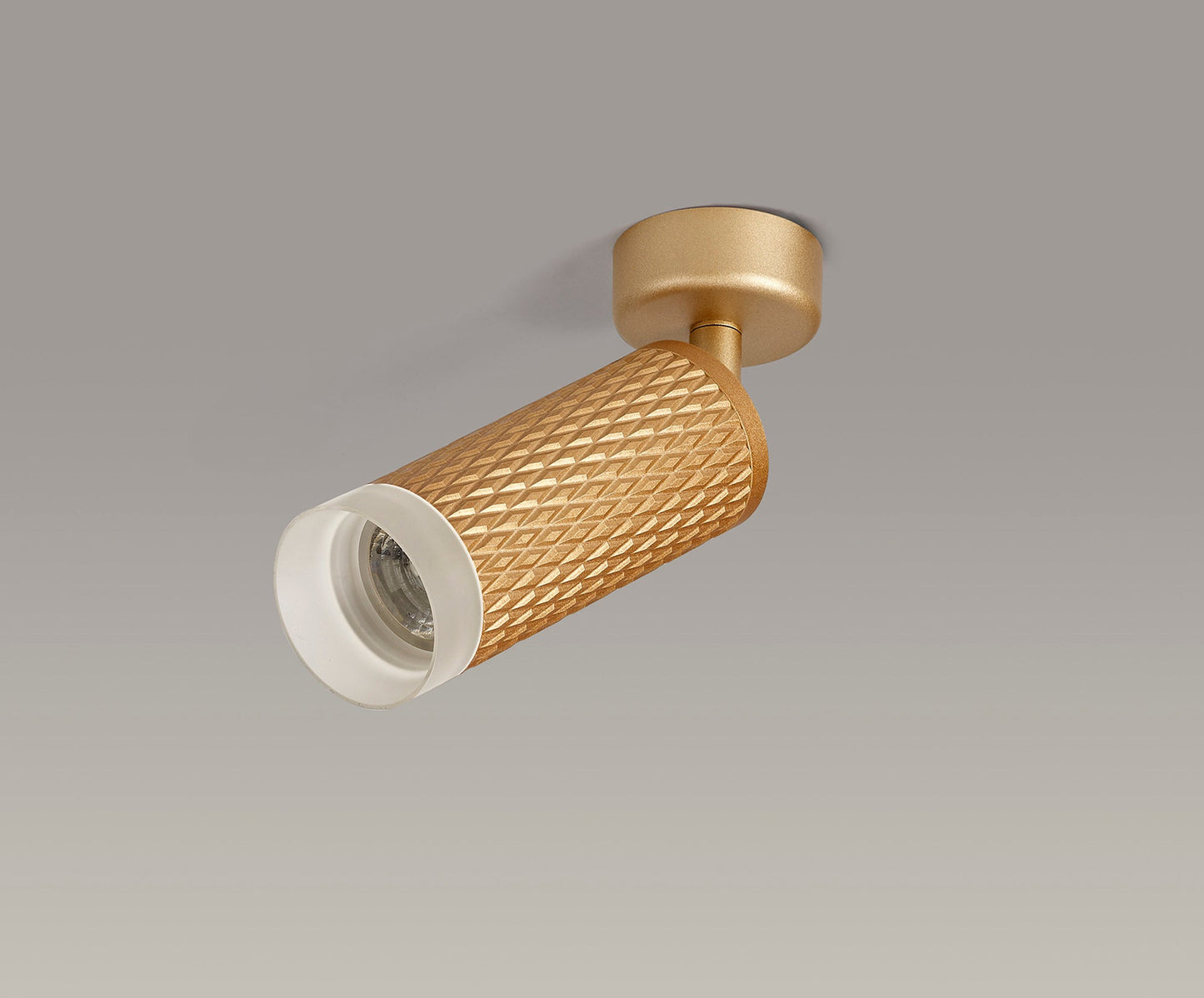 Heyes 1 Light Surface Mounted Spotlight GU10, Champagne Gold and Acrylic Ring