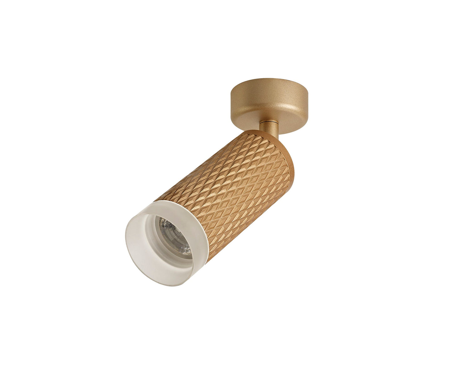Heyes 1 Light Surface Mounted Spotlight GU10, Champagne Gold and Acrylic Ring