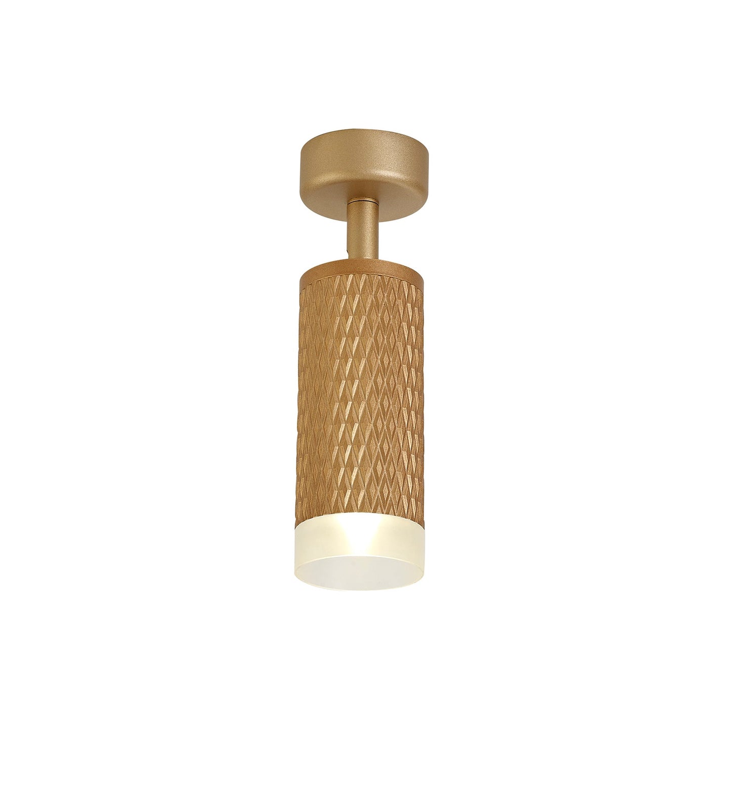 Heyes 1 Light Surface Mounted Spotlight GU10, Champagne Gold and Acrylic Ring