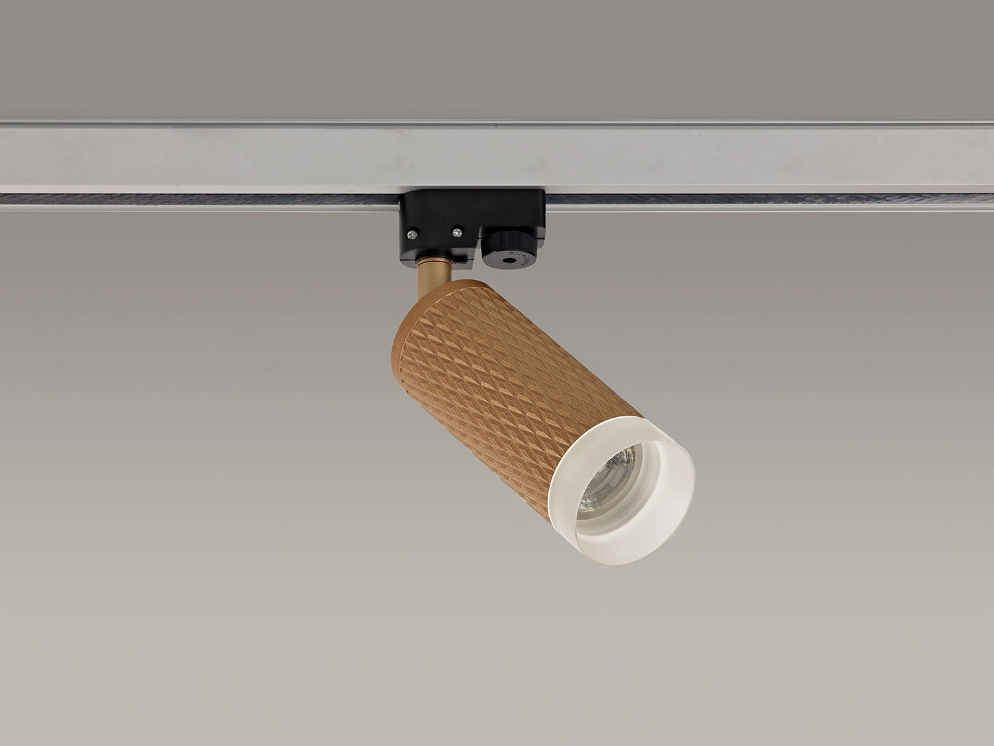 Heyes 1 Light Track Spotlight GU10, Champagne Gold and Acrylic Ring