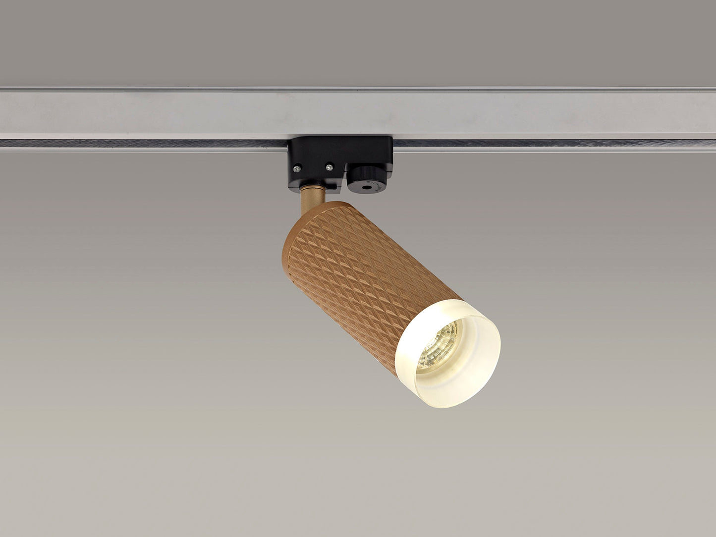 Heyes 1 Light Track Spotlight GU10, Champagne Gold and Acrylic Ring