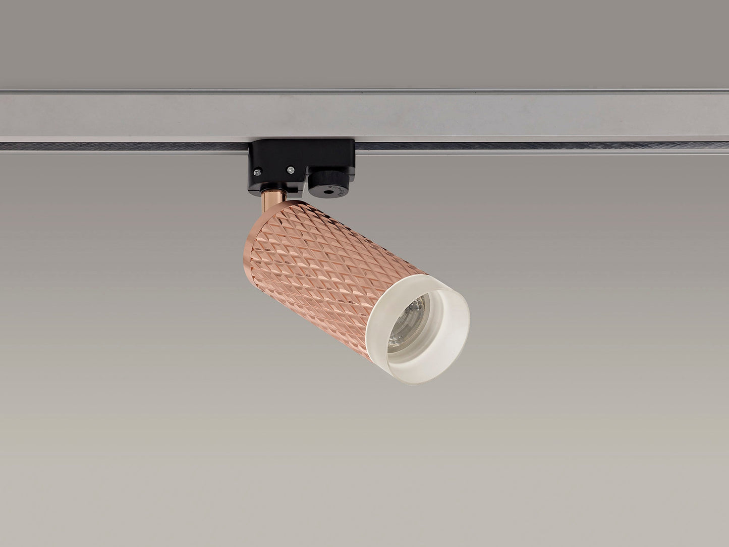 Heyes 1 Light Track Spotlight GU10, Rose Gold and Acrylic Ring