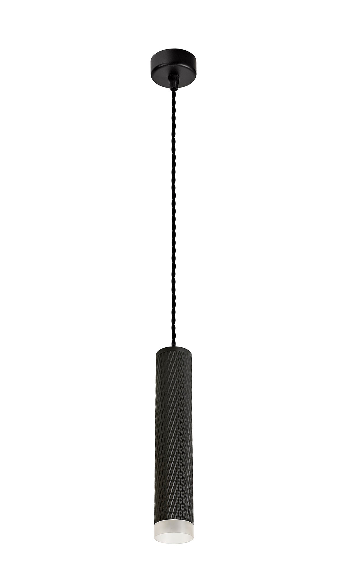 Heyes 1 Light 30cm Pendant Light GU10, Sand Black and Acrylic Ring
