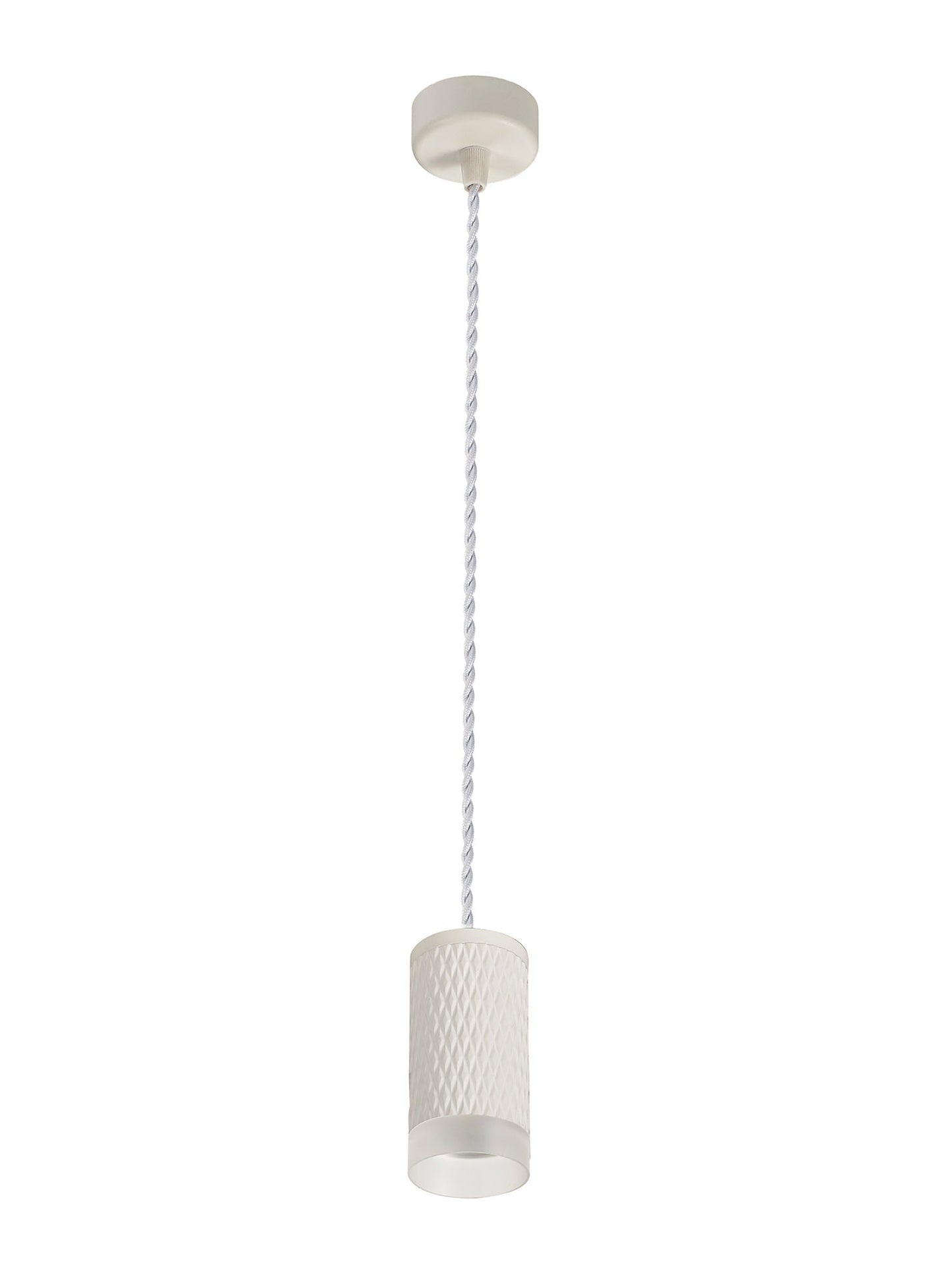 Heyes 1 Light 11cm Pendant Light GU10, Sand White and Acrylic Ring