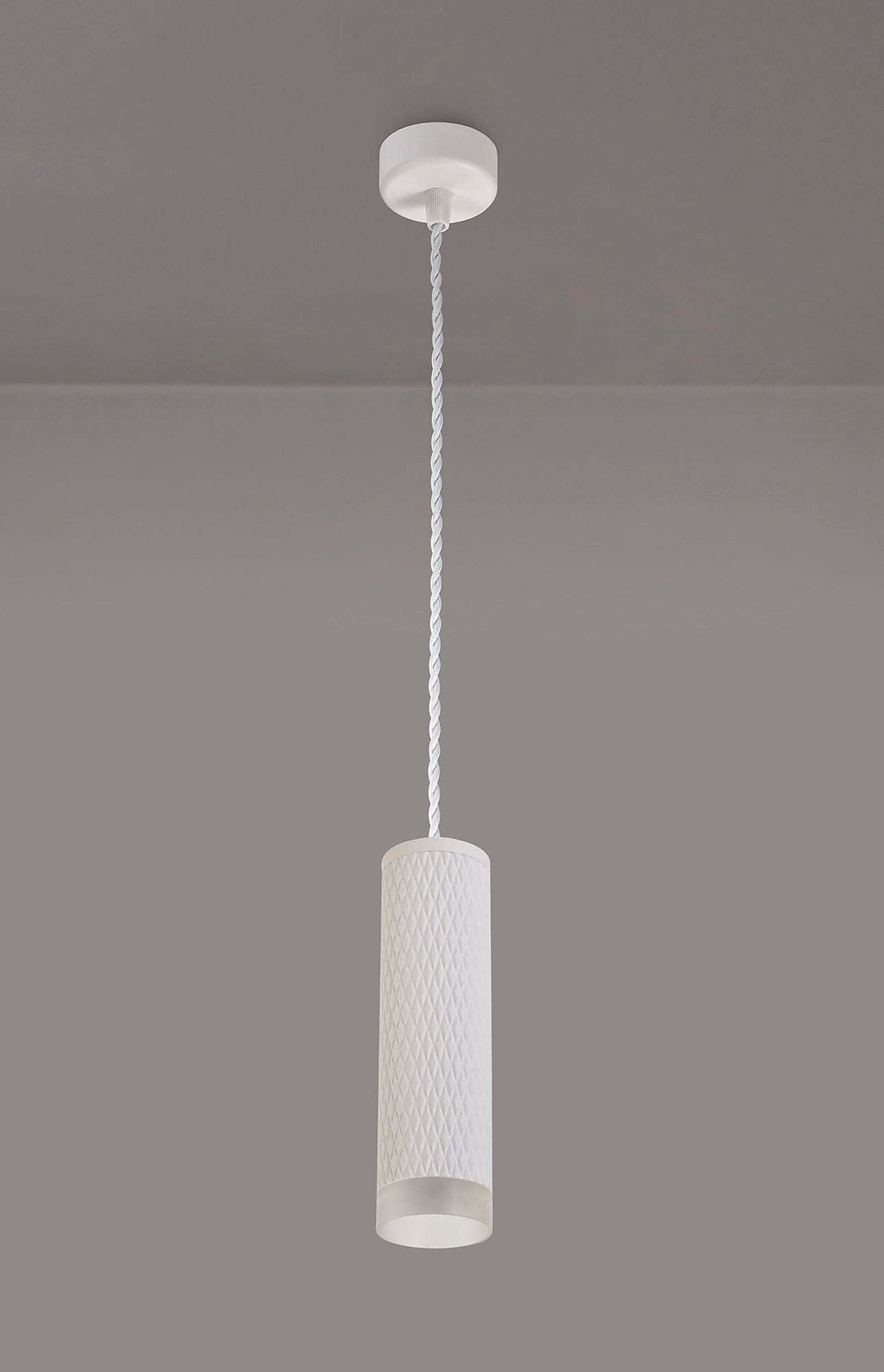 Heyes 1 Light 20cm Pendant Light GU10, Sand White and Acrylic Ring