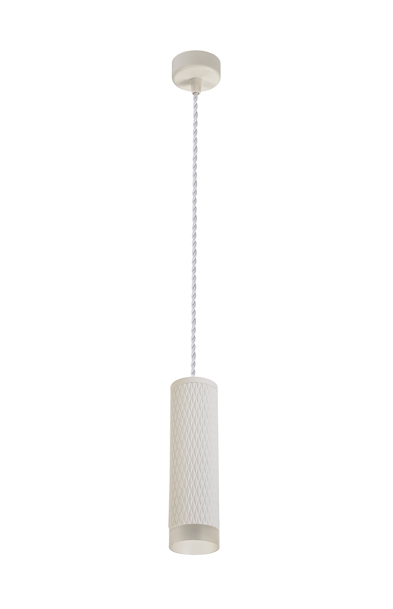 Heyes 1 Light 20cm Pendant Light GU10, Sand White and Acrylic Ring