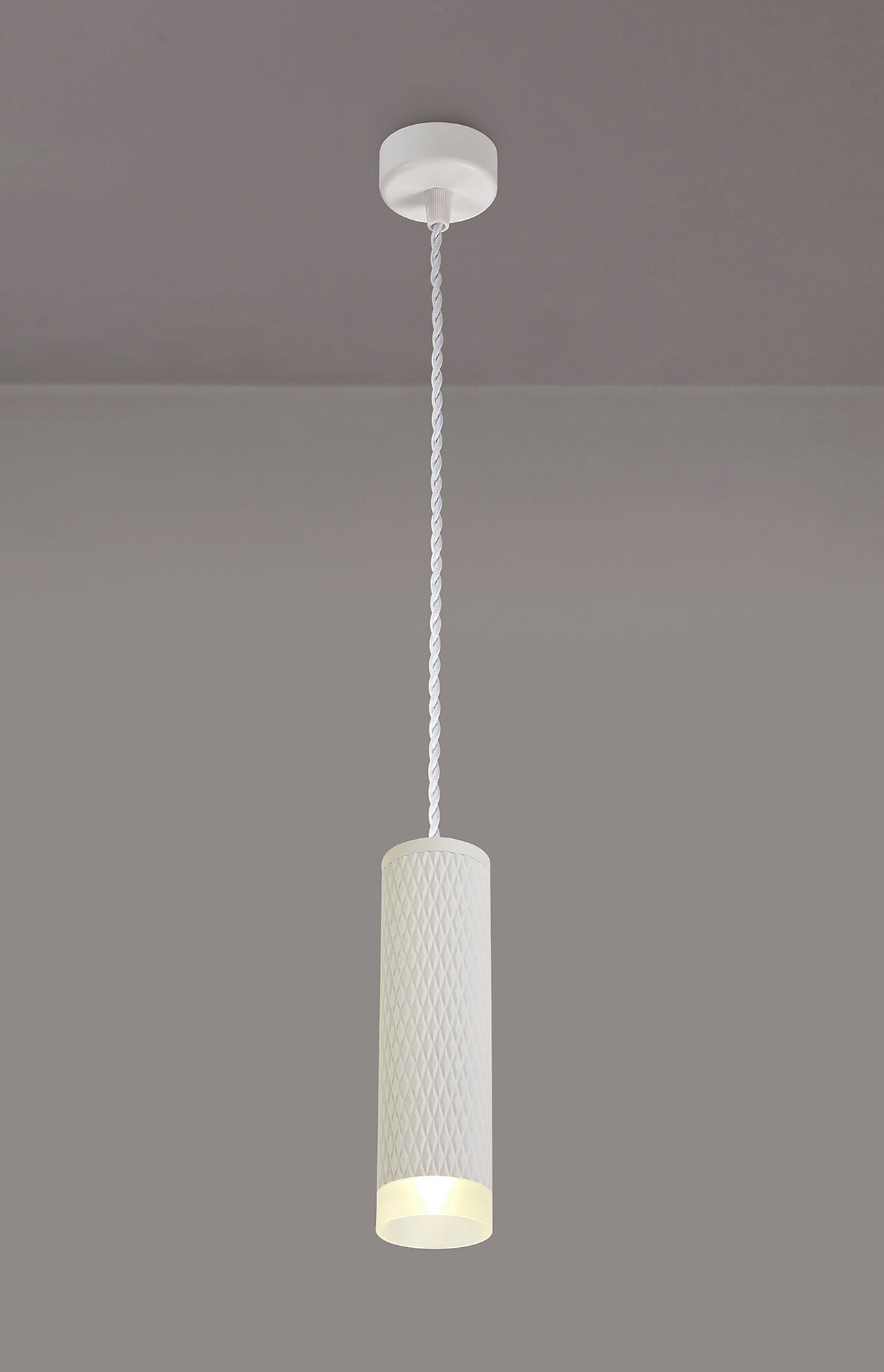 Heyes 1 Light 20cm Pendant Light GU10, Sand White and Acrylic Ring