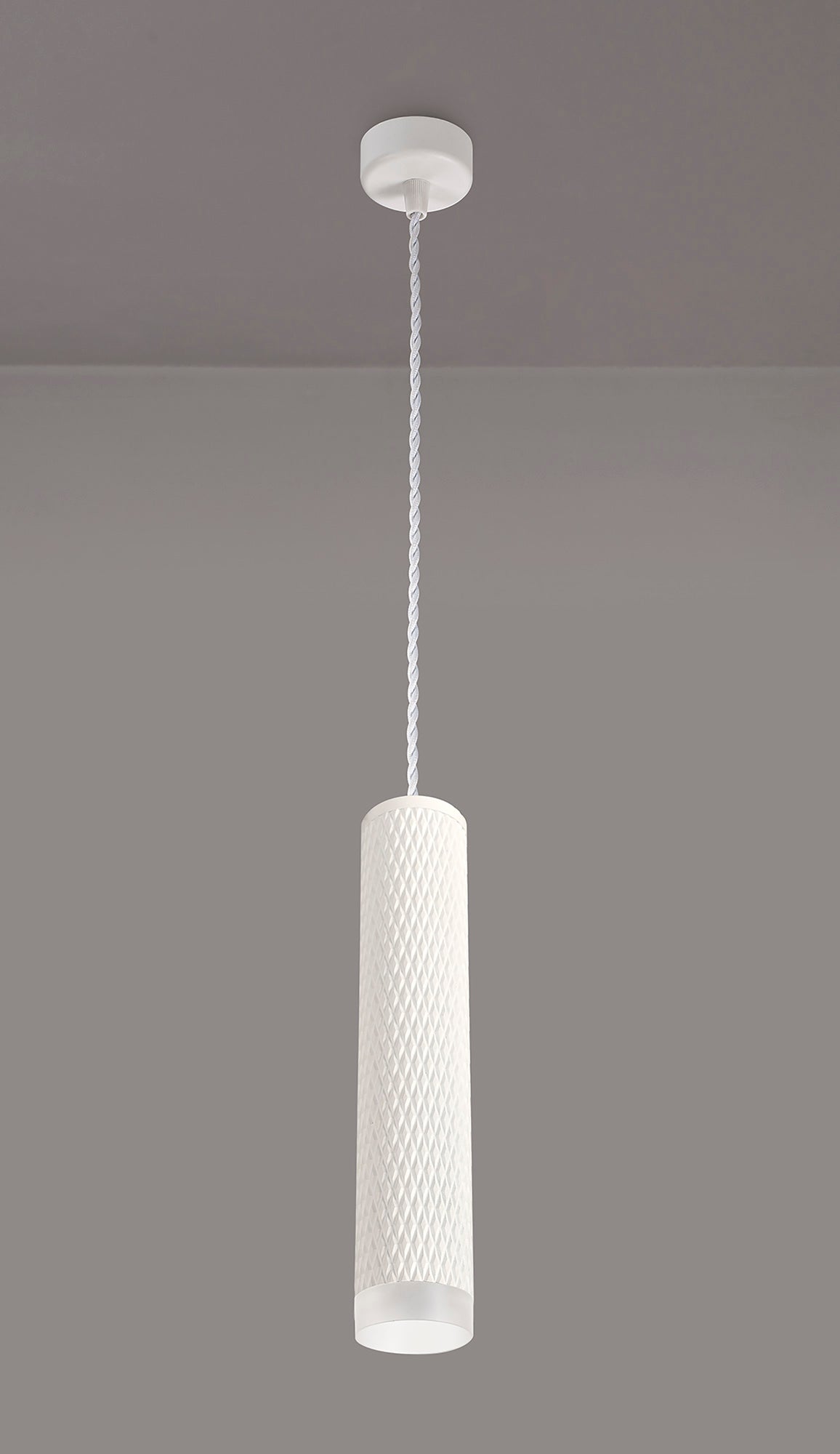 Heyes 1 Light 30cm Pendant Light GU10, Sand White and Acrylic Ring