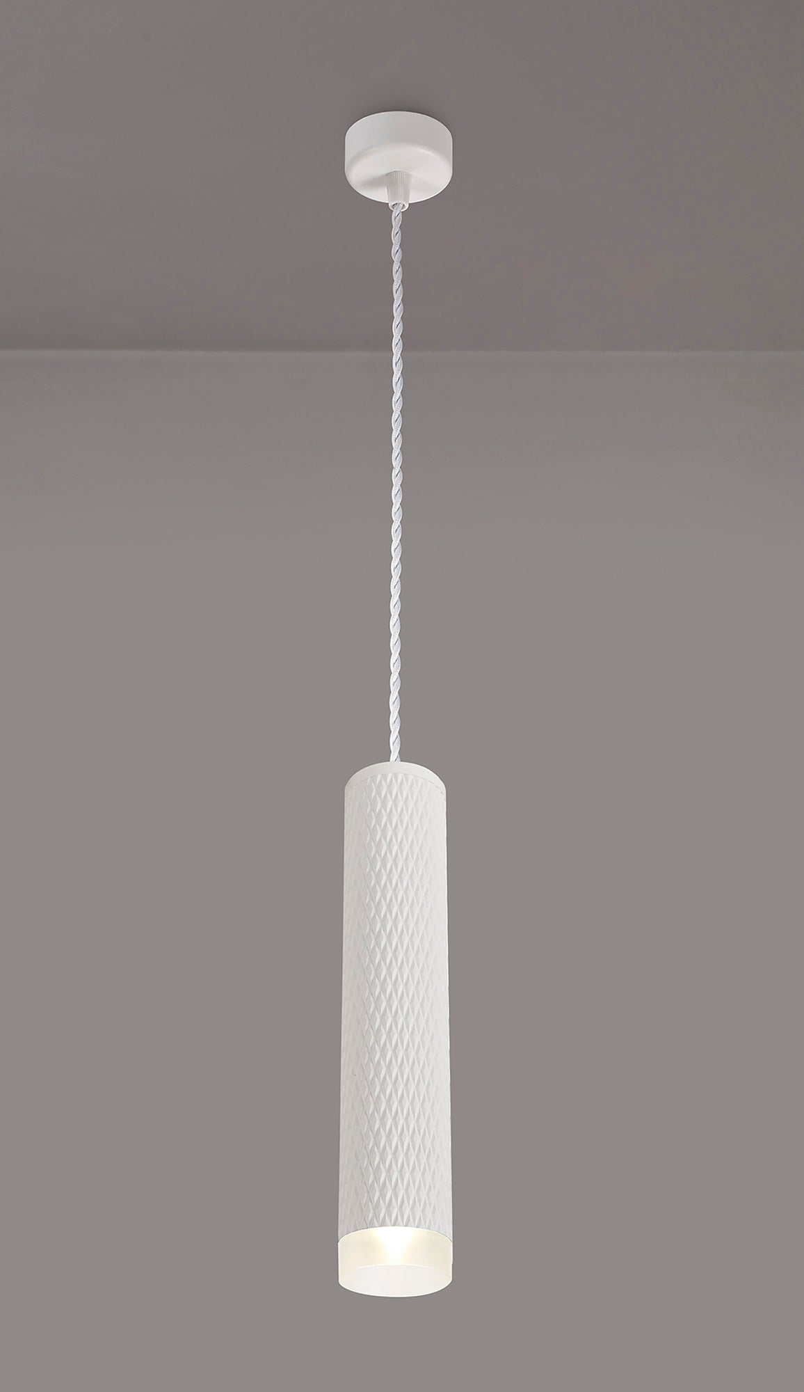 Heyes 1 Light 30cm Pendant Light GU10, Sand White and Acrylic Ring