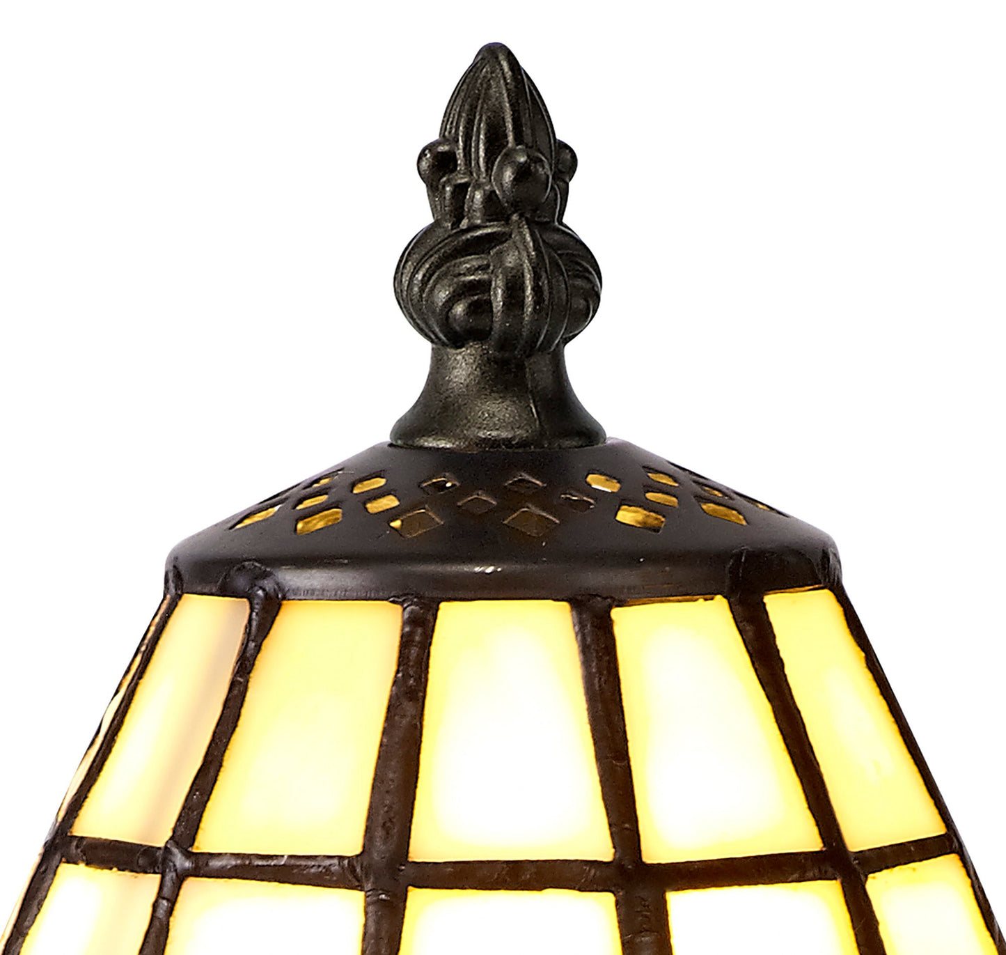 Hough Tiffany Table Lamp, 1 x E14, Cream and Grey and Clear Crystal Shade