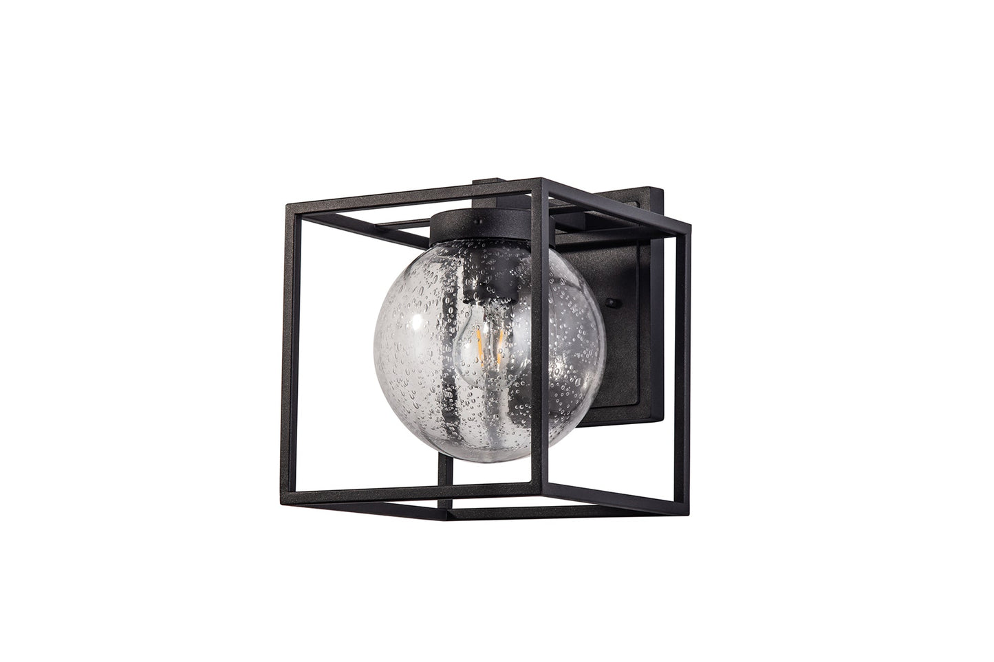 Huxley Down Wall Lamp, 1 x E27, IP54, Anthracite and Clear Seeded Glass, 2yrs Warranty