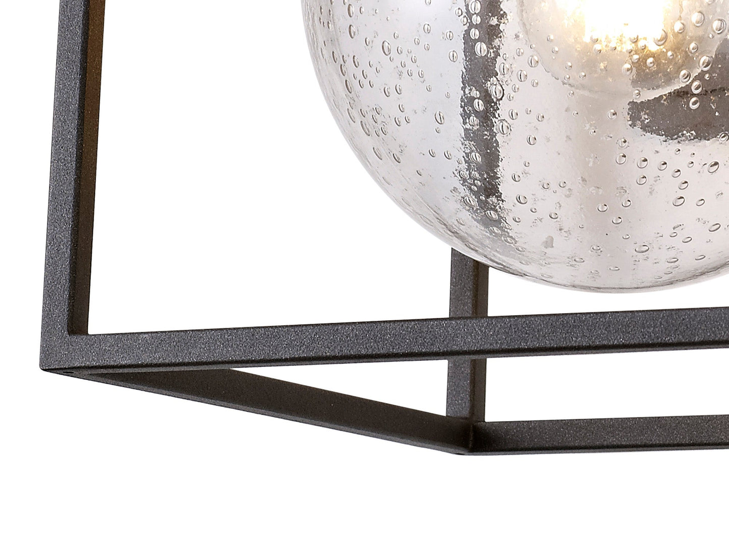 Huxley Down Wall Lamp, 1 x E27, IP54, Anthracite and Clear Seeded Glass, 2yrs Warranty