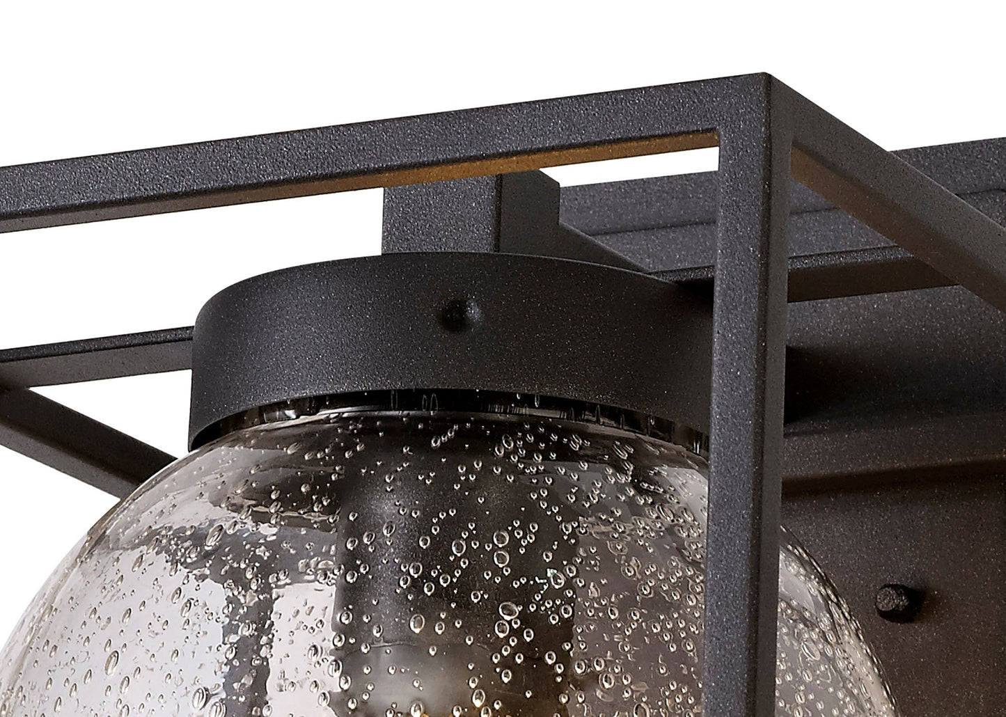 Huxley Down Wall Lamp, 1 x E27, IP54, Anthracite and Clear Seeded Glass, 2yrs Warranty