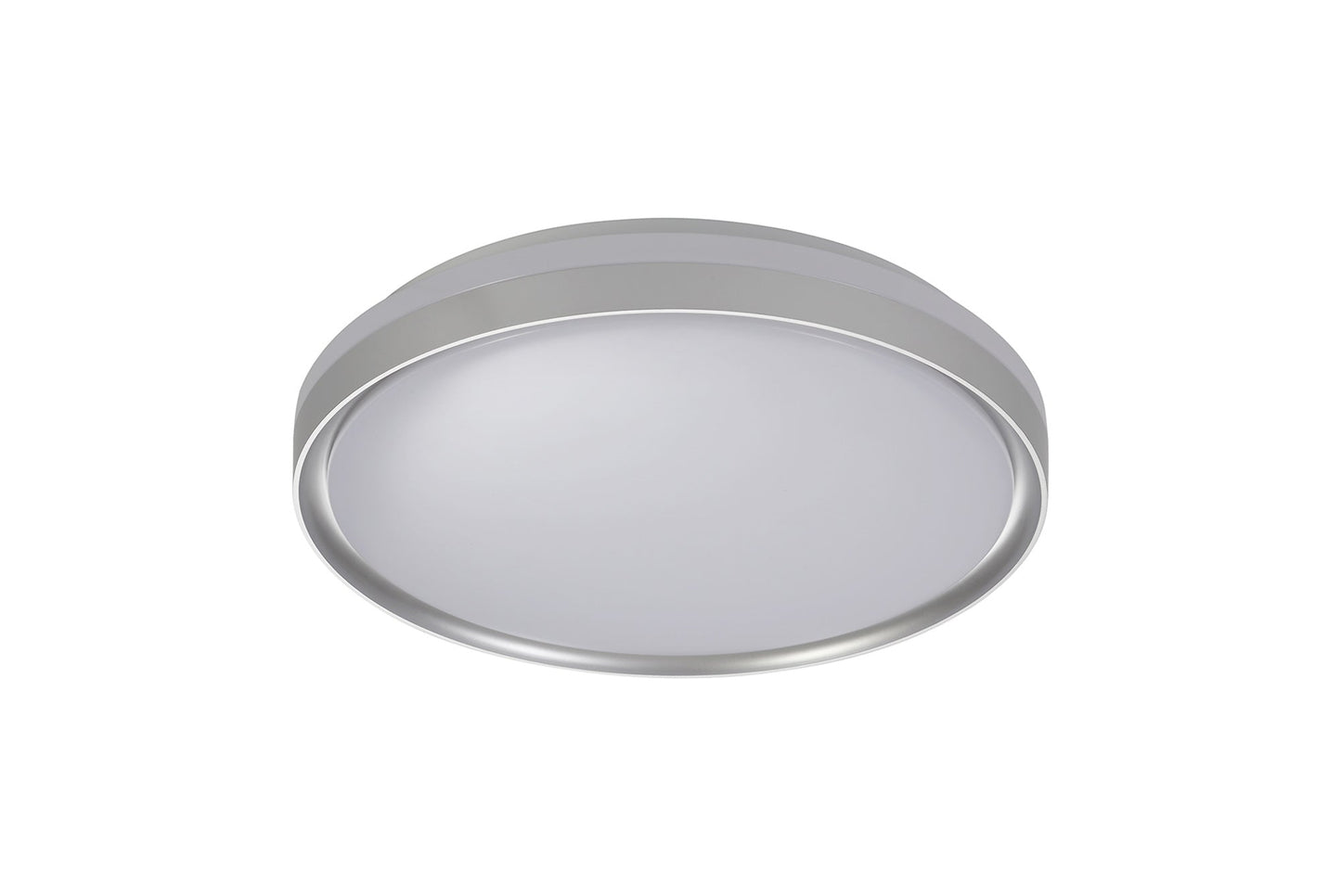 King Ceiling 39cm, 1 x 24W LED, 3 Step-Dimmable, 3000K, 1000lm, IP44, Silver and White Acrylic, 3yrs Warranty
