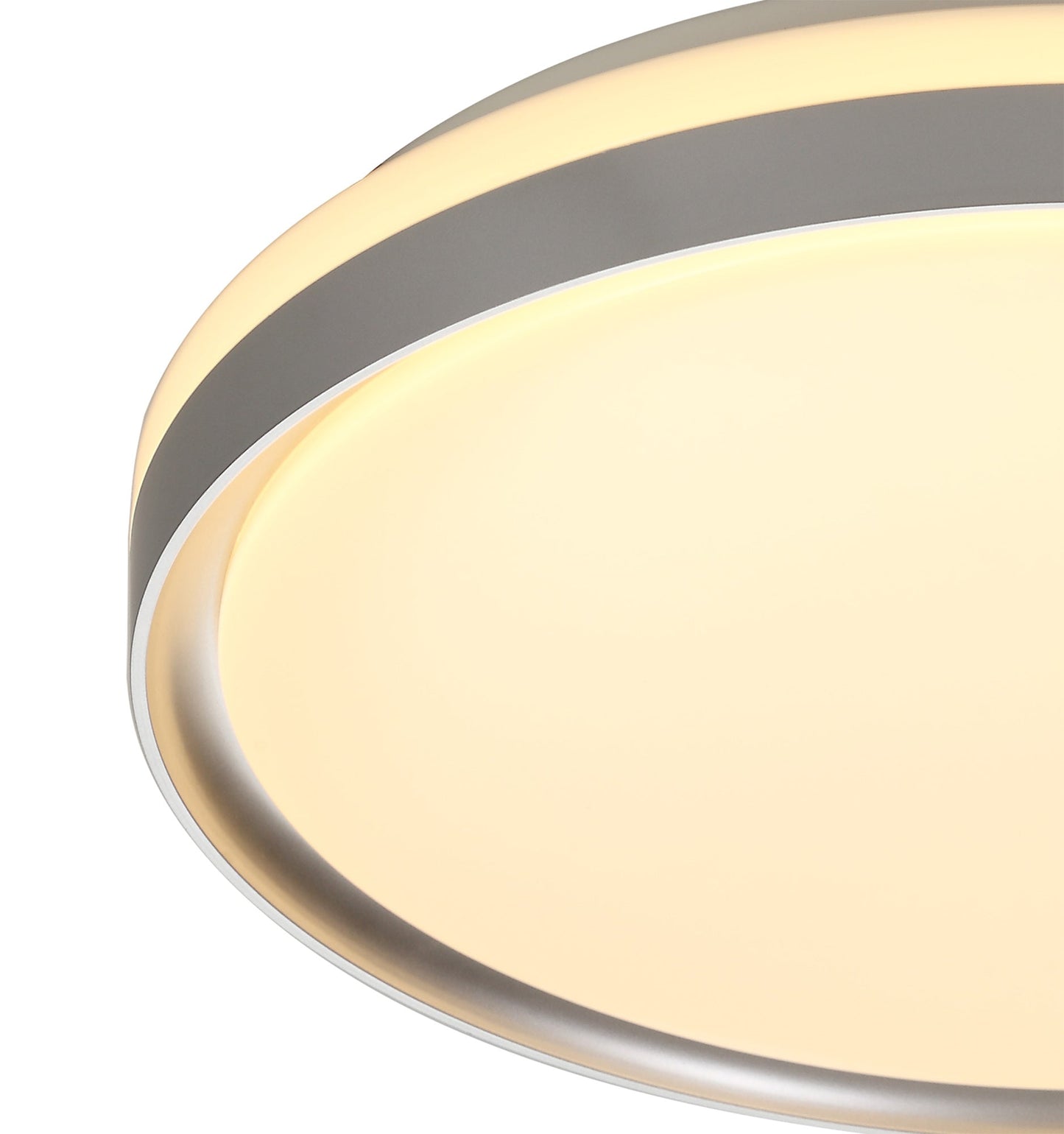 King Ceiling 39cm, 1 x 24W LED, 3 Step-Dimmable, 3000K, 1000lm, IP44, Silver and White Acrylic, 3yrs Warranty