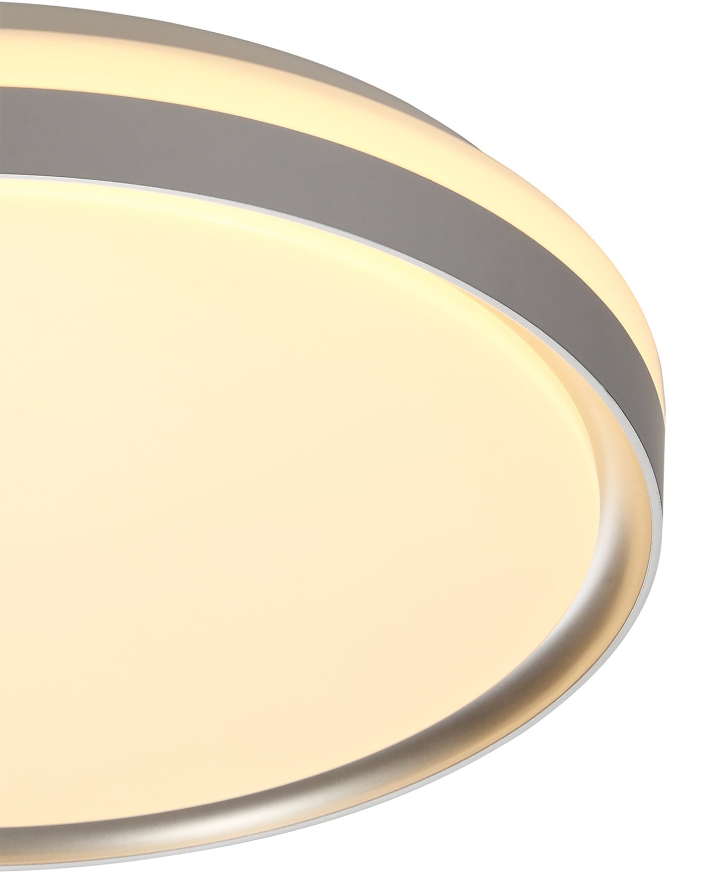 King Ceiling 39cm, 1 x 24W LED, 3 Step-Dimmable, 3000K, 1000lm, IP44, Silver and White Acrylic, 3yrs Warranty