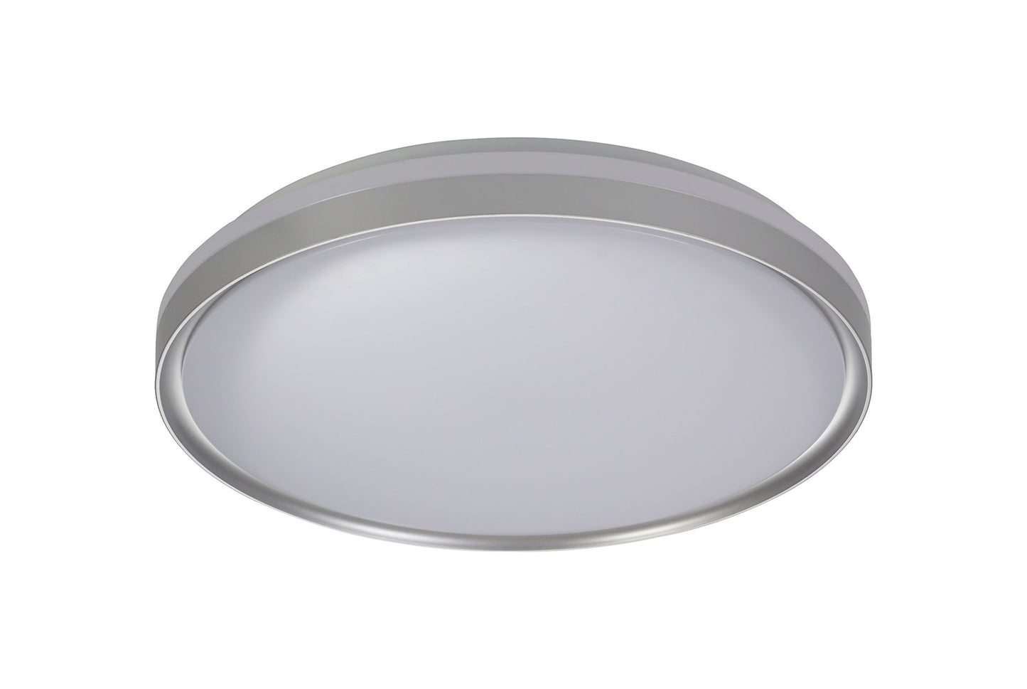 King Ceiling 48cm, 1 x 36W LED 3 Step-Dimmable, 3000K, 1575lm, IP44, Silver and White Acrylic, 3yrs Warranty