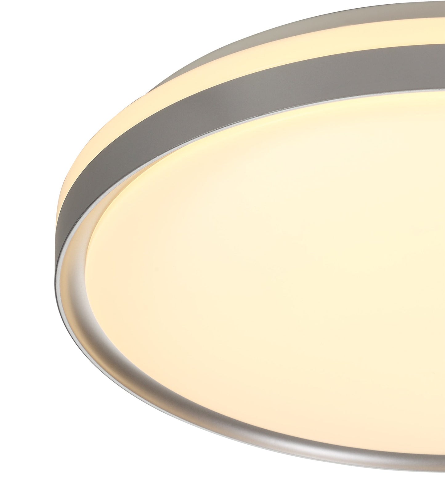 King Ceiling 48cm, 1 x 36W LED 3 Step-Dimmable, 3000K, 1575lm, IP44, Silver and White Acrylic, 3yrs Warranty