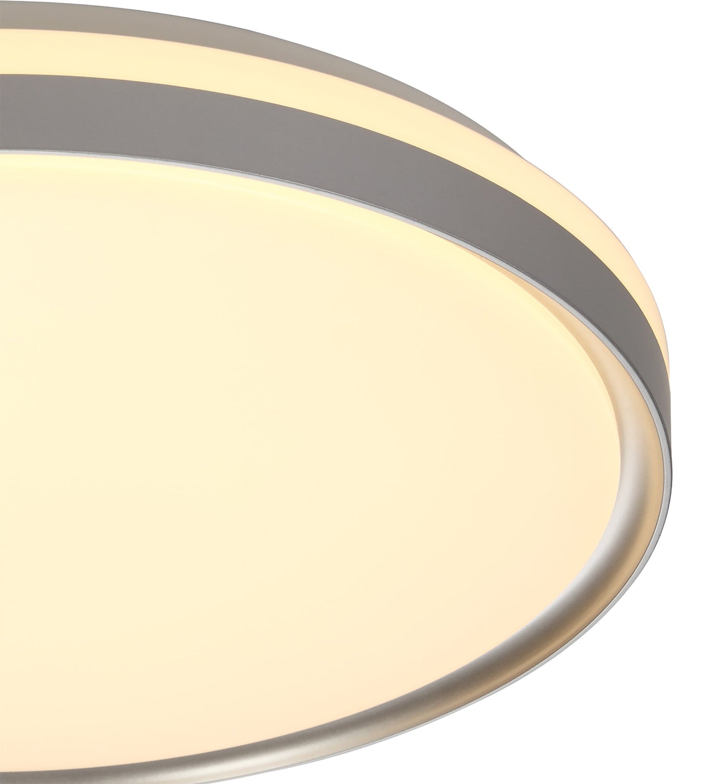 King Ceiling 48cm, 1 x 36W LED 3 Step-Dimmable, 3000K, 1575lm, IP44, Silver and White Acrylic, 3yrs Warranty
