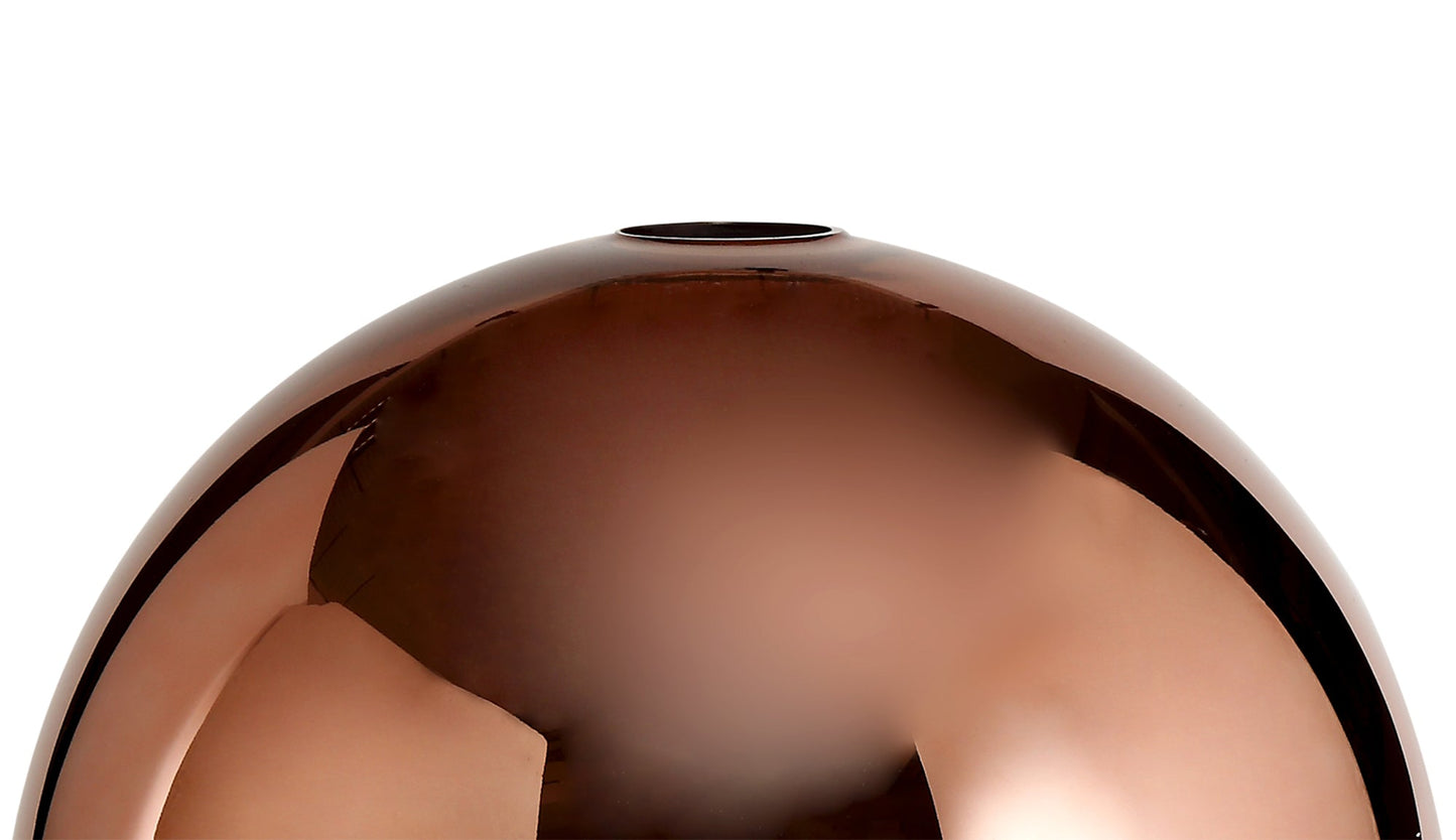 Kingsley 1 Light Pendant E27 With 30cm Globe Glass, Copper and Matt Black and Clear