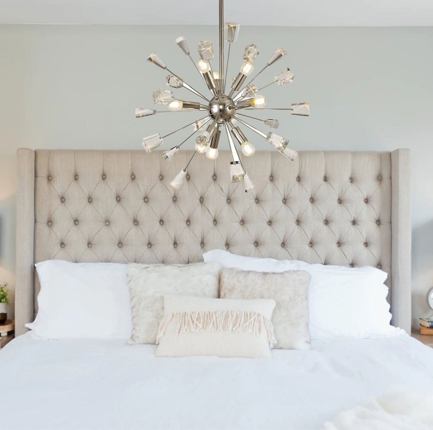 Knutsford Ceiling Sputnik , 6 Light E14, Polished Nickel and Crystal