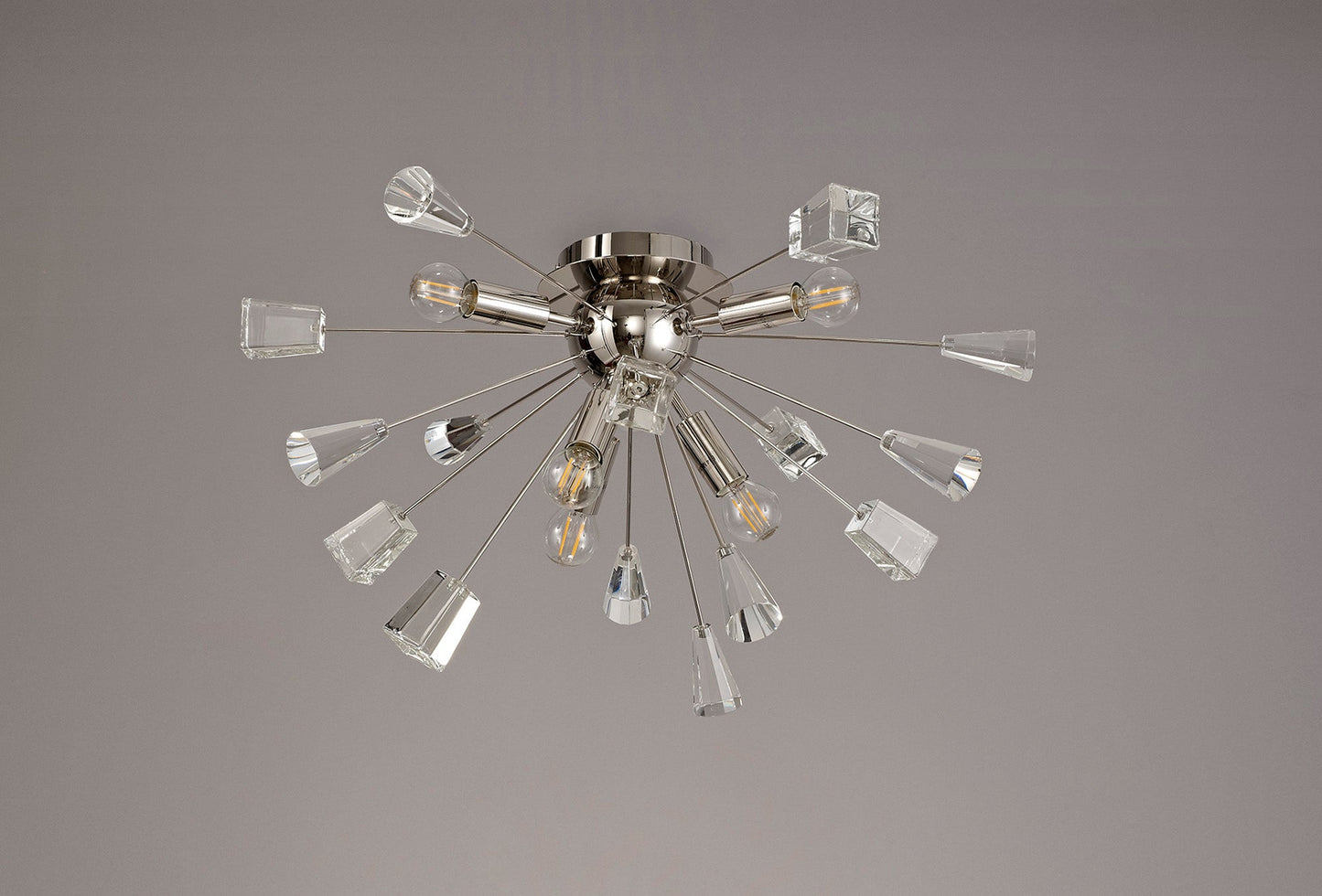 Knutsford Ceiling Sputnik , 6 Light E14, Polished Nickel and Crystal
