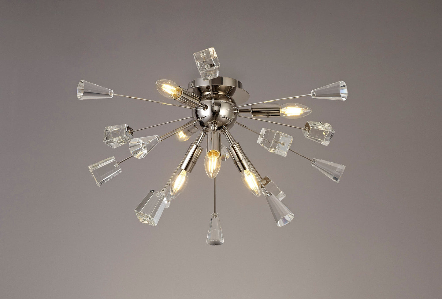 Knutsford Ceiling Sputnik , 6 Light E14, Polished Nickel and Crystal