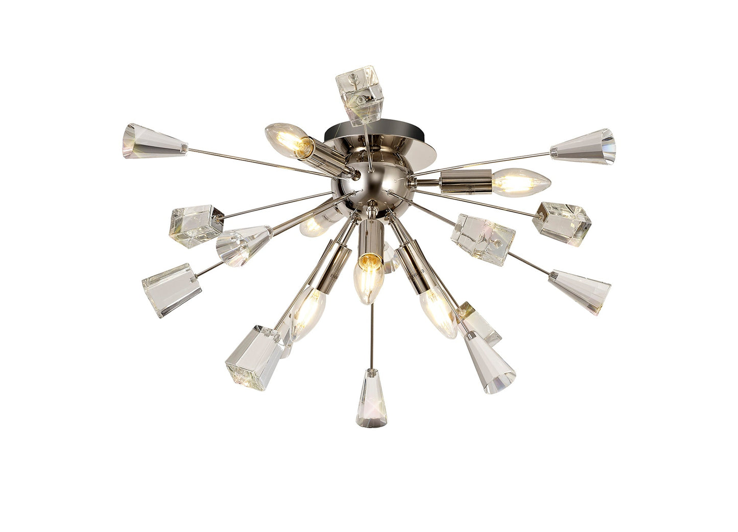 Knutsford Ceiling Sputnik , 6 Light E14, Polished Nickel and Crystal