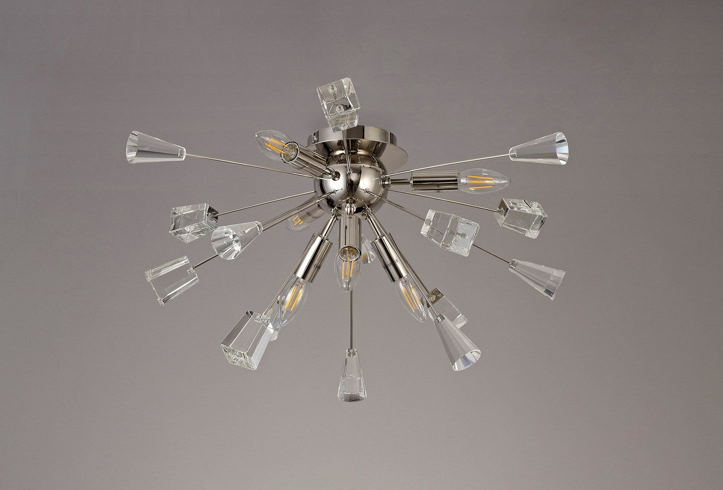 Knutsford Ceiling Sputnik , 6 Light E14, Polished Nickel and Crystal