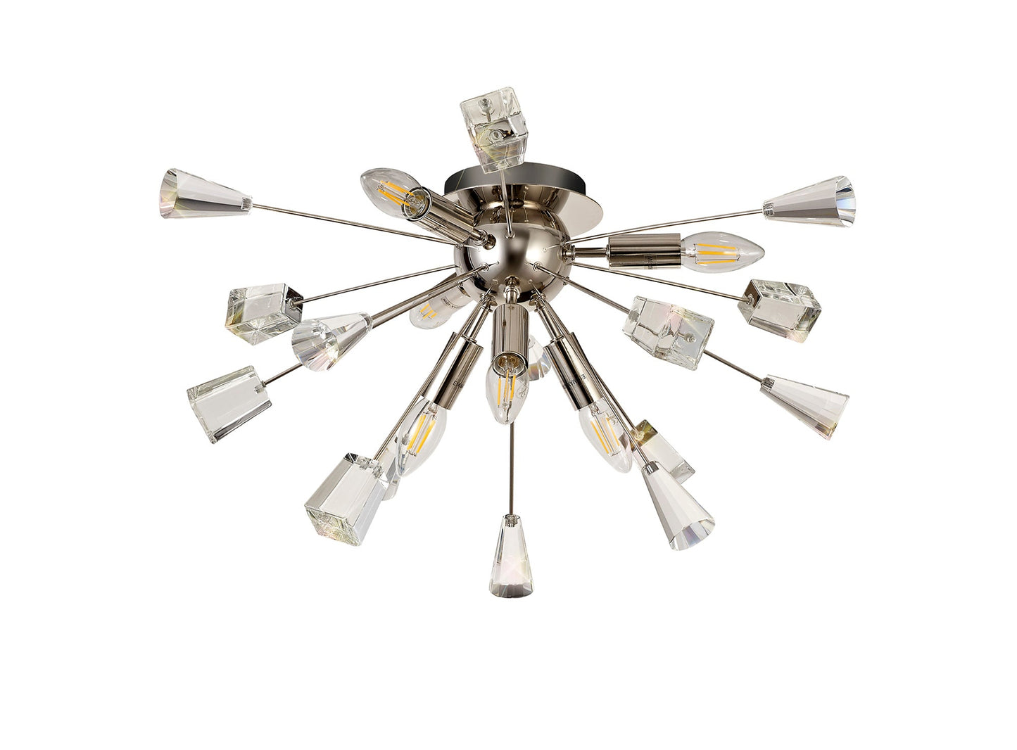 Knutsford Ceiling Sputnik , 6 Light E14, Polished Nickel and Crystal