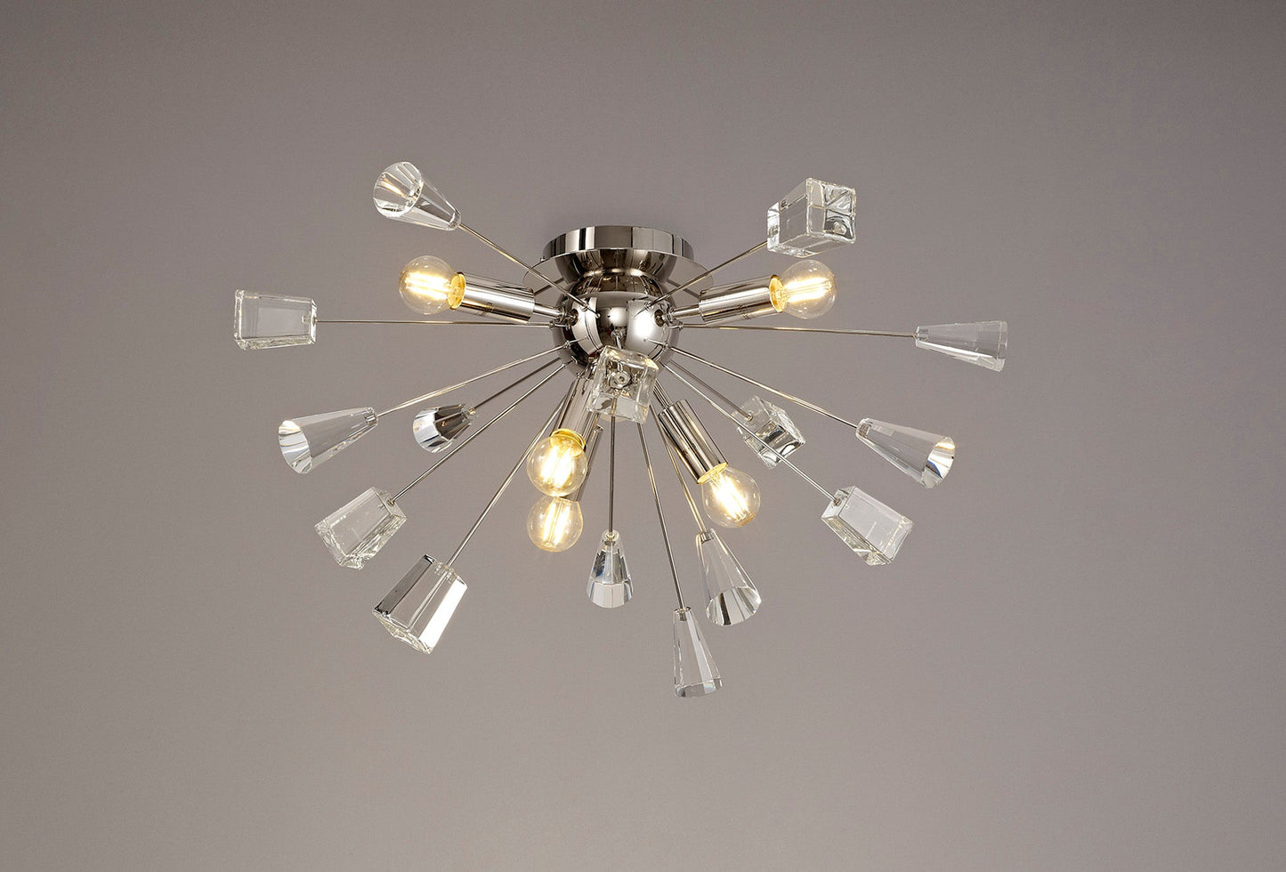 Knutsford Ceiling Sputnik , 6 Light E14, Polished Nickel and Crystal