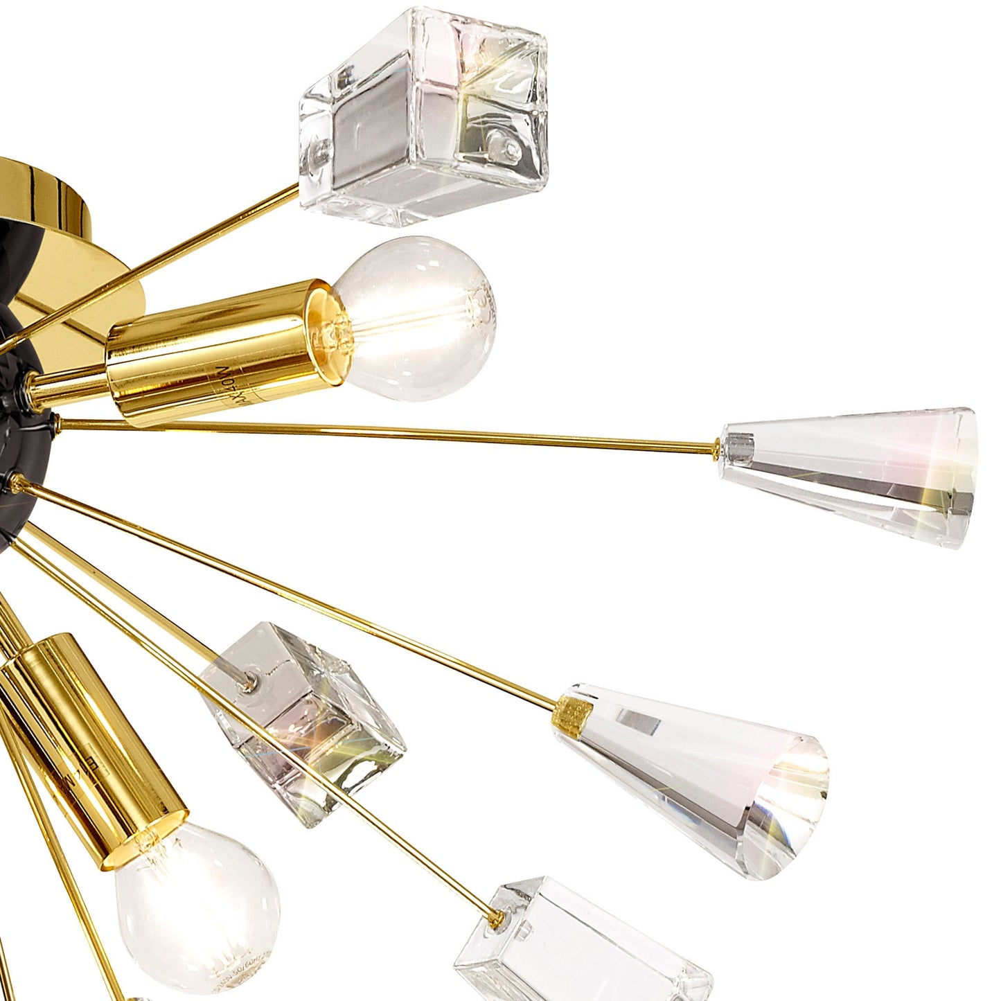Knutsford Ceiling Sputnik, 6 Light E14, Brushed Gold & Gloss Black and Crystal