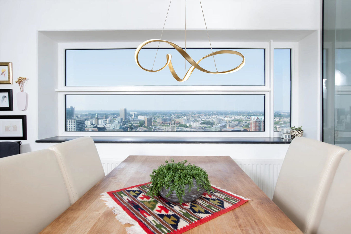 Langley Large Oval Pendant, 1 x 39W LED, 3000K, 1950lm, Sand Gold, 3yrs Warranty
