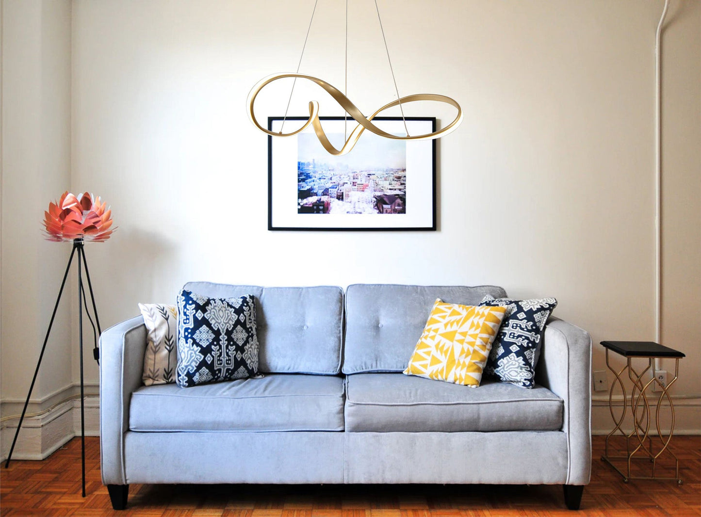 Langley Large Oval Pendant, 1 x 39W LED, 3000K, 1950lm, Sand Gold, 3yrs Warranty