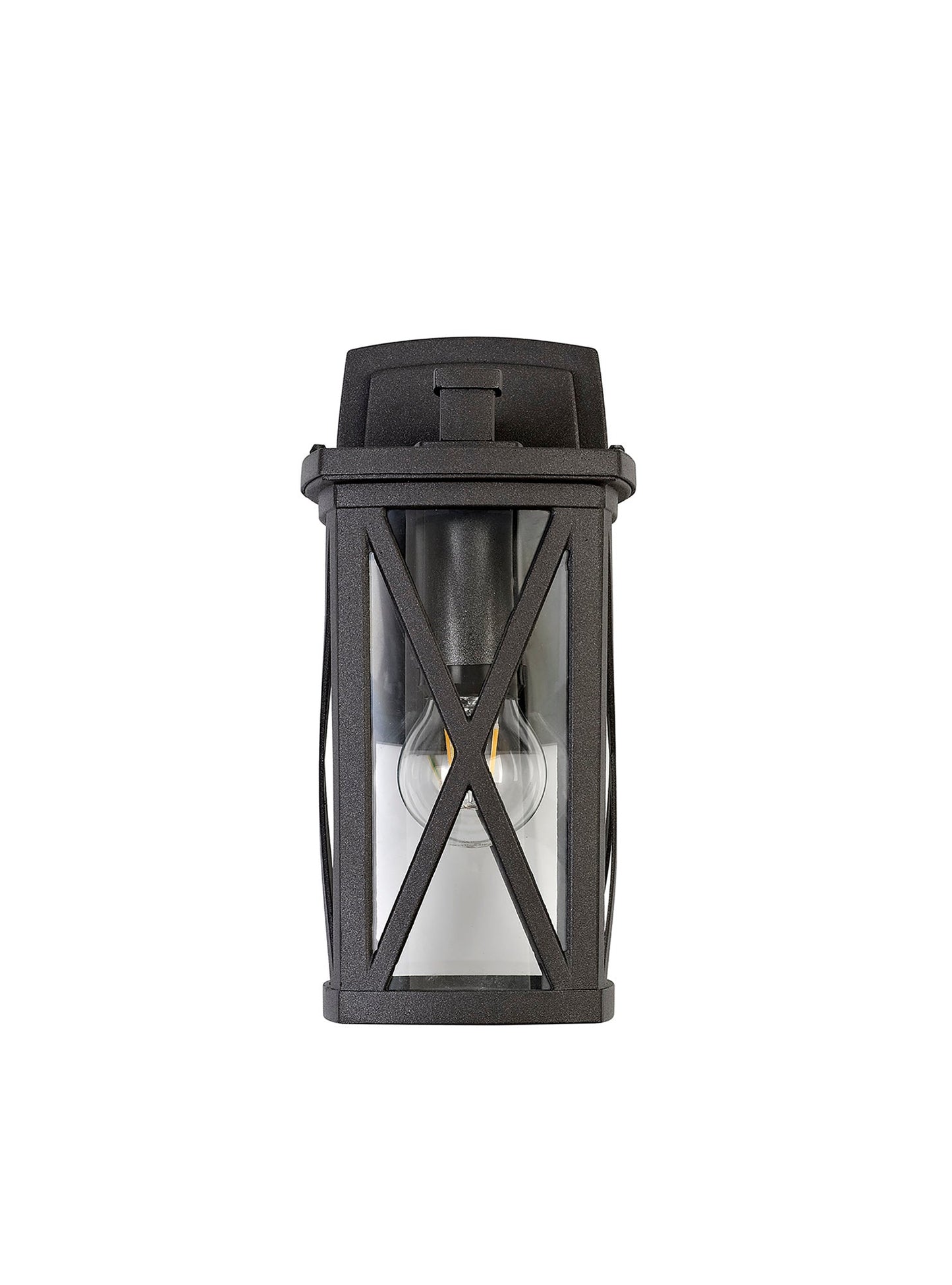 Legh Down Criss Cross Wall Lamp, 1 x E27, IP54, Anthracite and Clear Glass, 2yrs Warranty