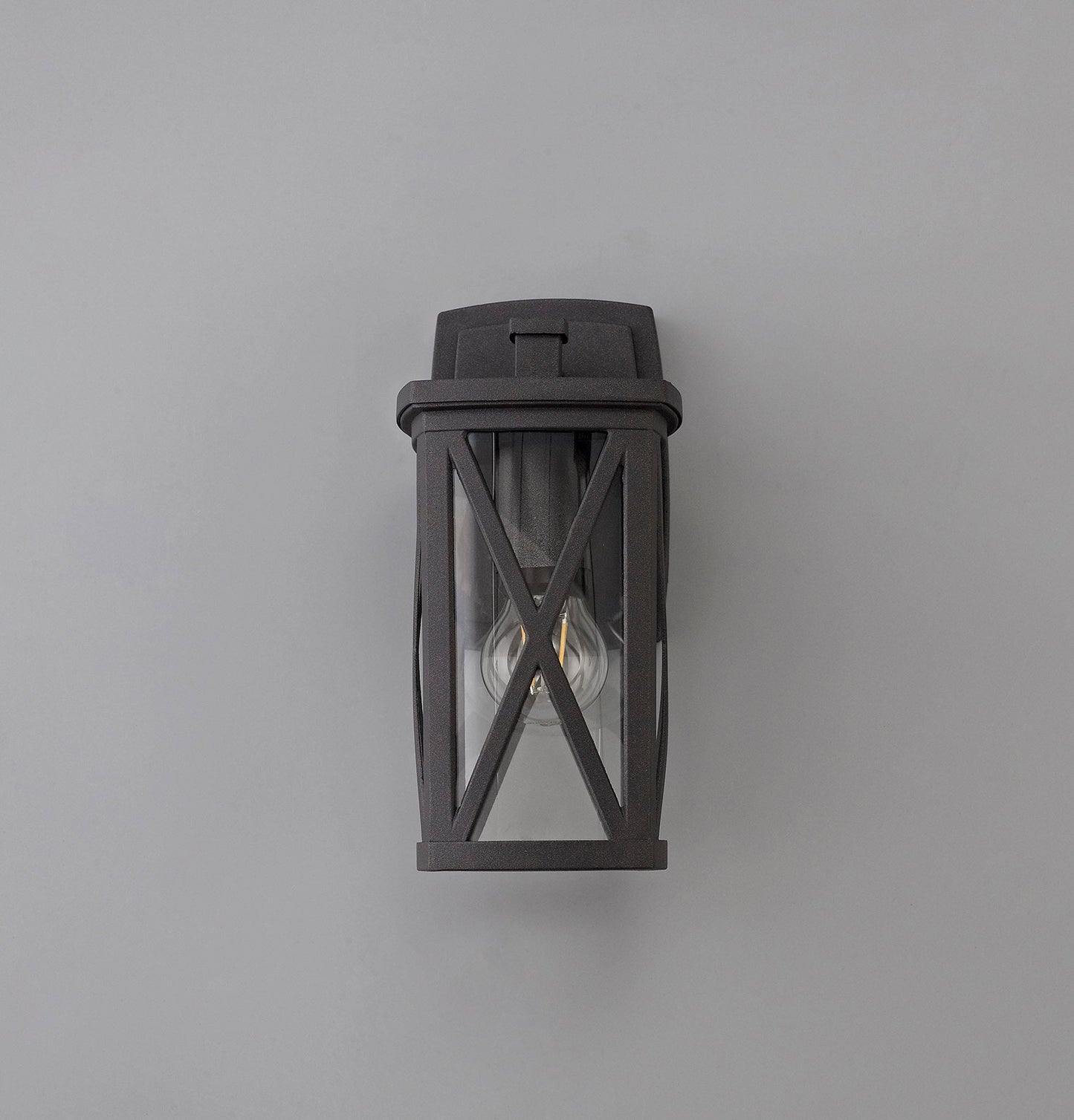 Legh Down Criss Cross Wall Lamp, 1 x E27, IP54, Anthracite and Clear Glass, 2yrs Warranty
