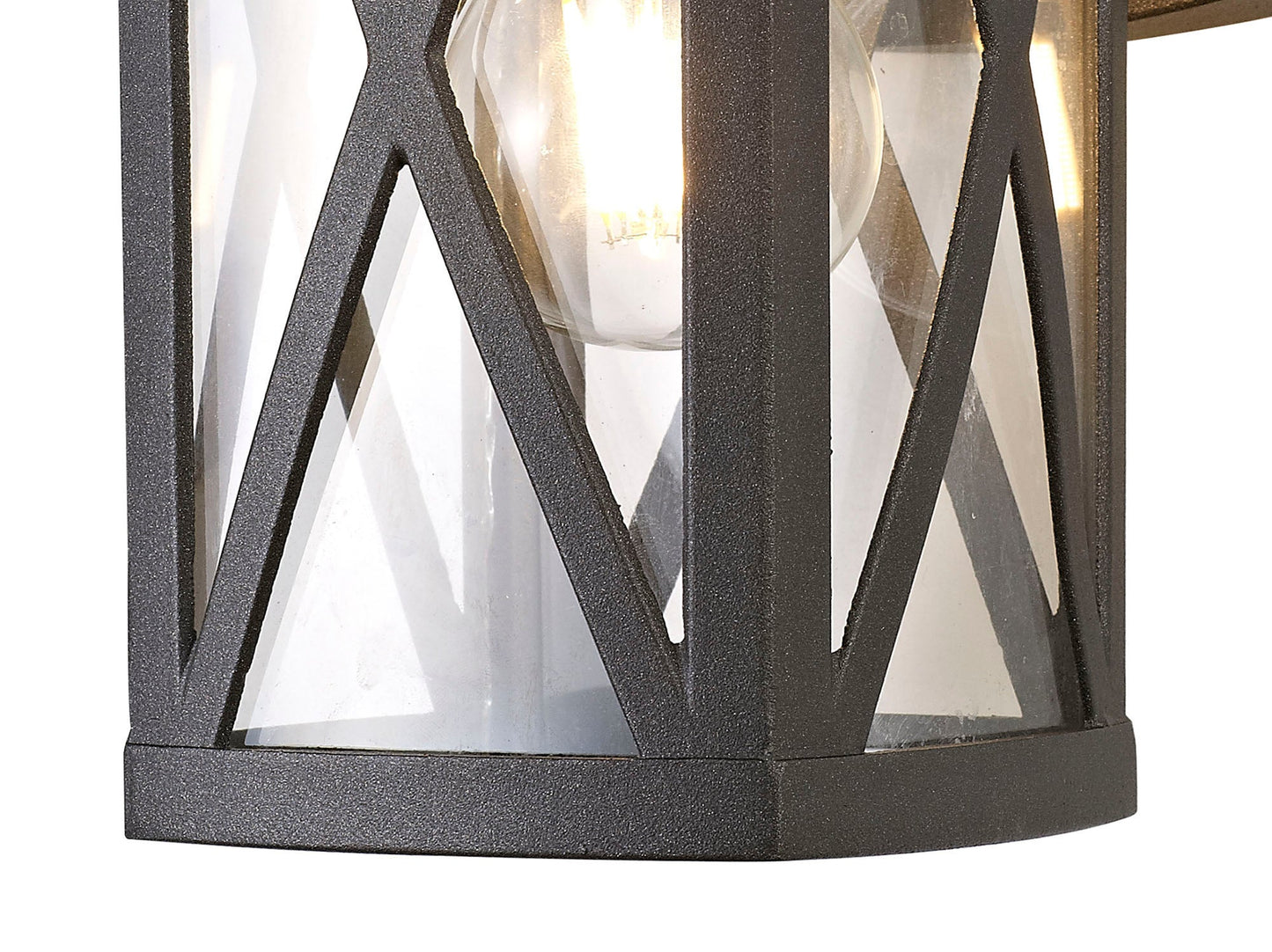 Legh Down Criss Cross Wall Lamp, 1 x E27, IP54, Anthracite and Clear Glass, 2yrs Warranty
