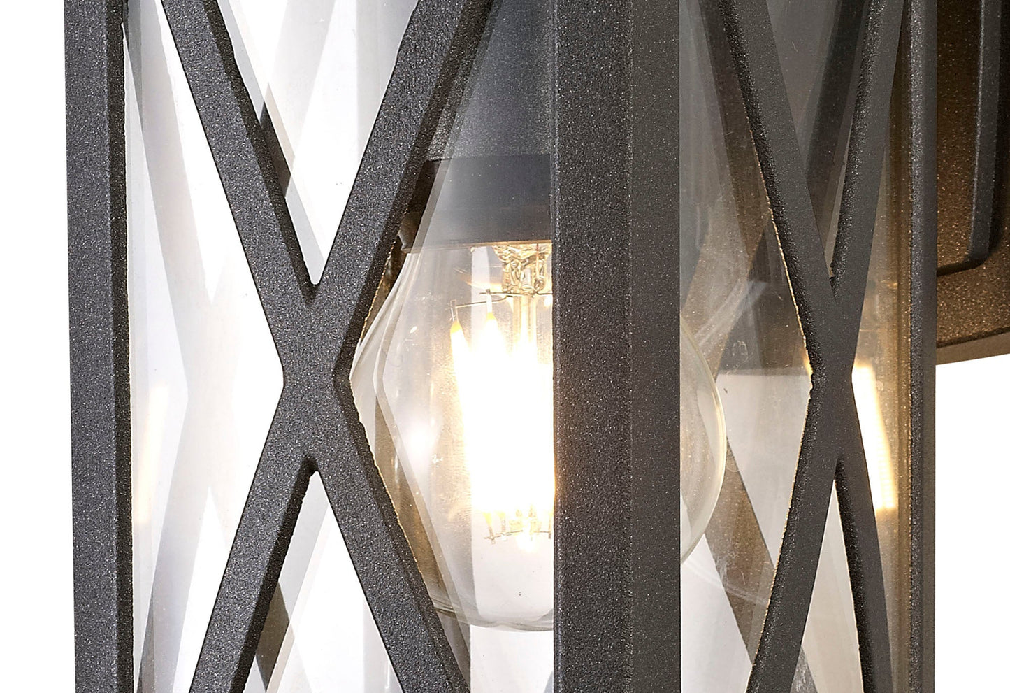 Legh Down Criss Cross Wall Lamp, 1 x E27, IP54, Anthracite and Clear Glass, 2yrs Warranty
