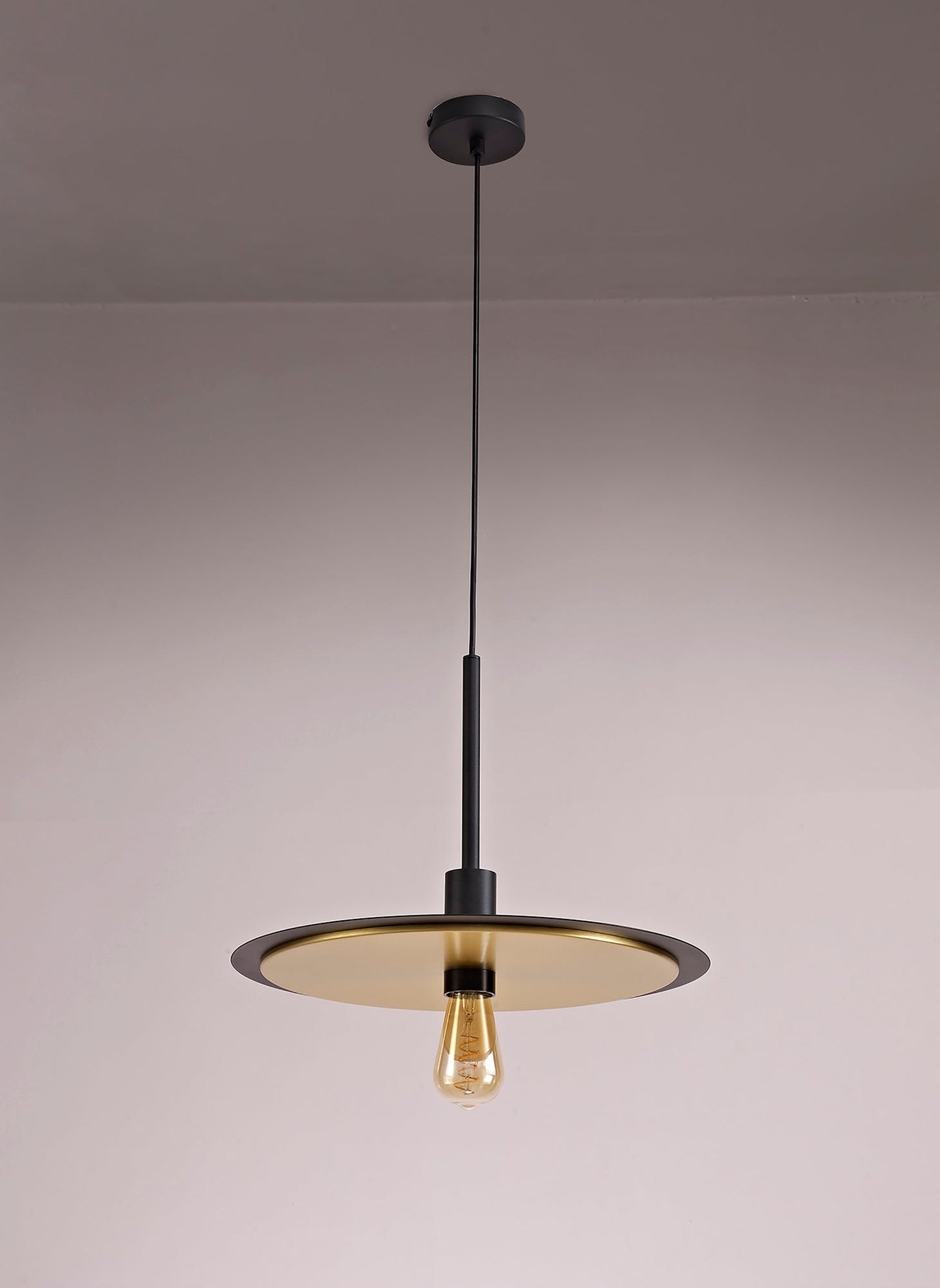 Lydiat Single 3 In1 Ceiling Flush, Semi-Fush & Pendant Light, 1 Light Adjustable E27, Black and Gold