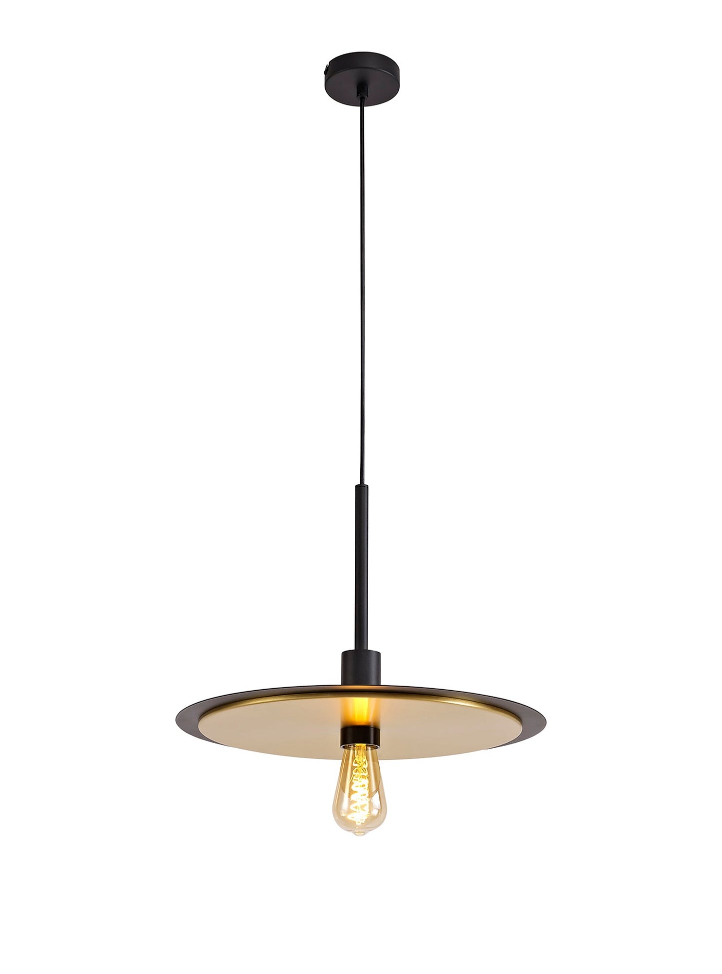 Lydiat Single 3 In1 Ceiling Flush, Semi-Fush & Pendant Light, 1 Light Adjustable E27, Black and Gold