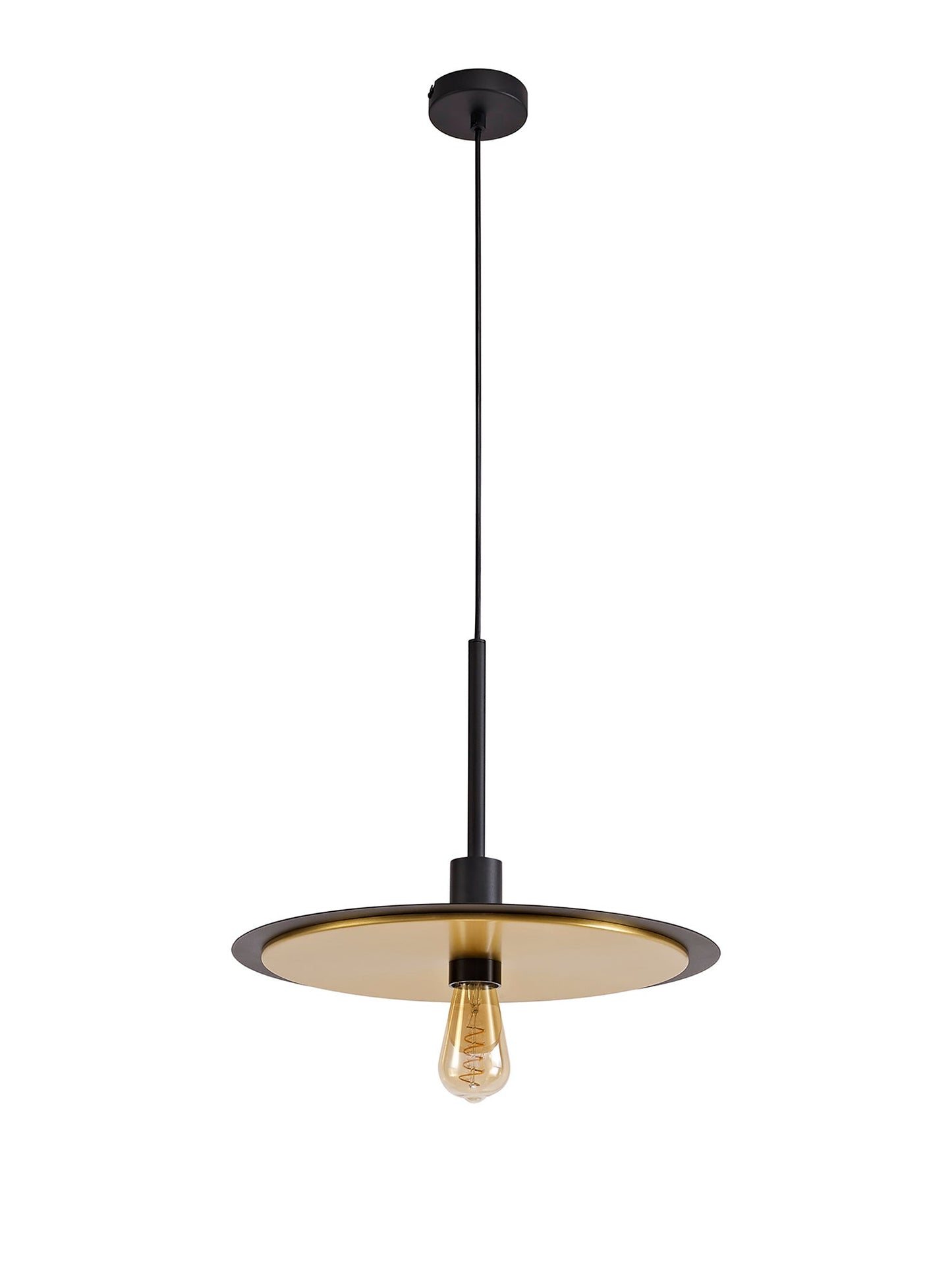 Lydiat Single 3 In1 Ceiling Flush, Semi-Fush & Pendant Light, 1 Light Adjustable E27, Black and Gold
