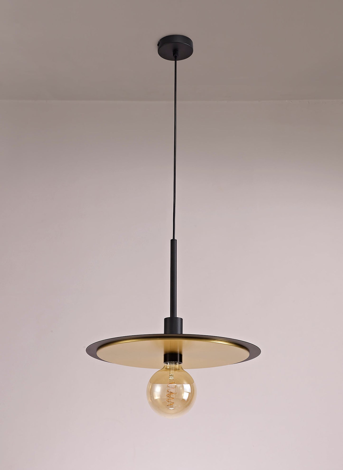 Lydiat Single 3 In1 Ceiling Flush, Semi-Fush & Pendant Light, 1 Light Adjustable E27, Black and Gold