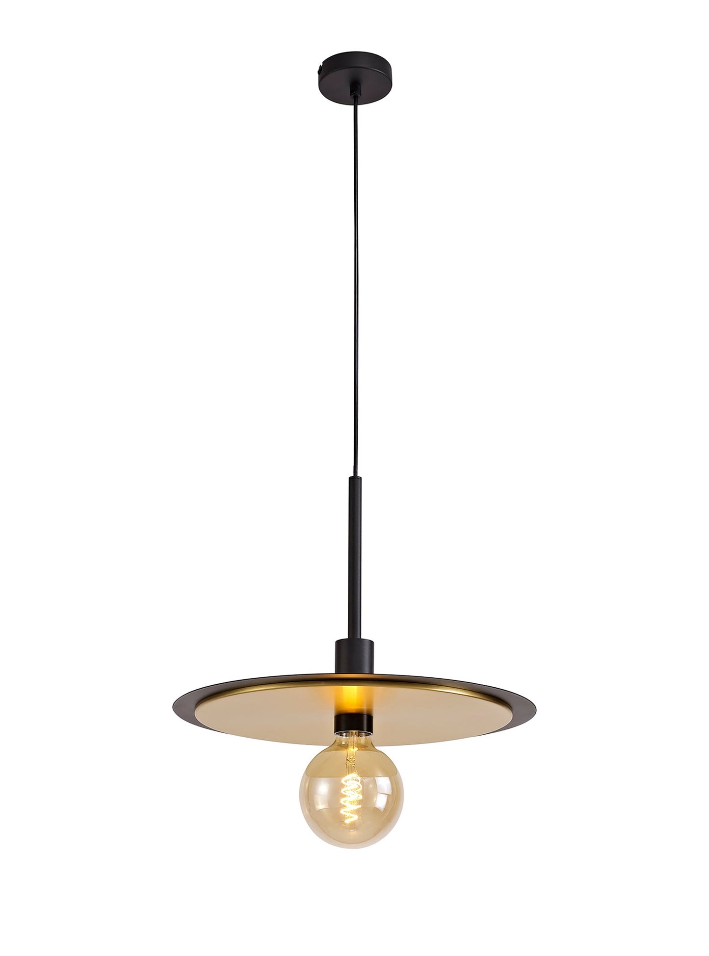 Lydiat Single 3 In1 Ceiling Flush, Semi-Fush & Pendant Light, 1 Light Adjustable E27, Black and Gold