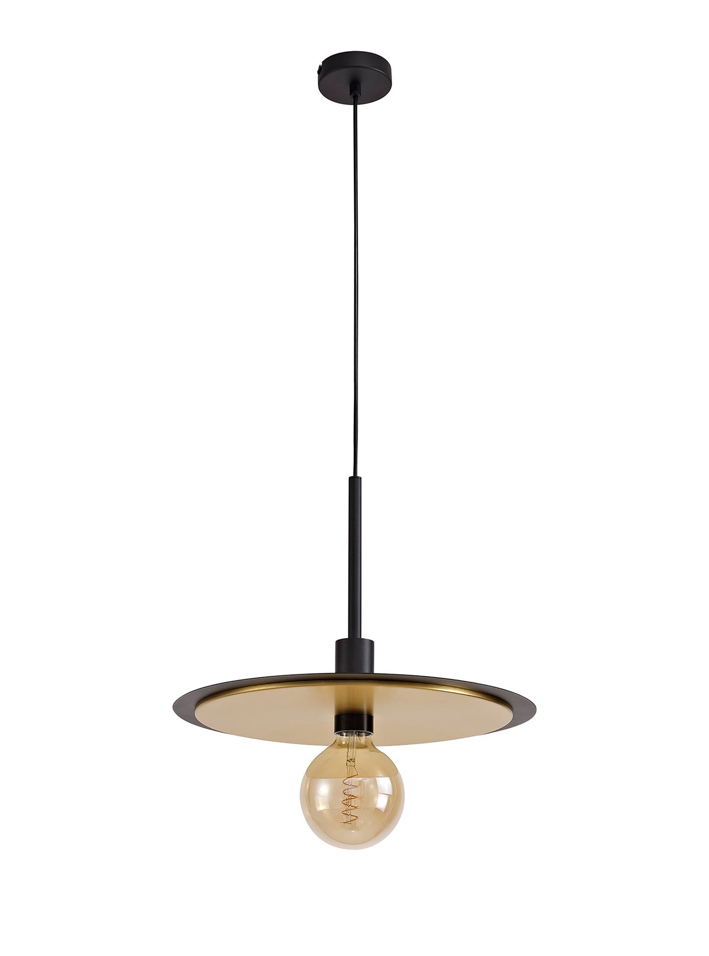 Lydiat Single 3 In1 Ceiling Flush, Semi-Fush & Pendant Light, 1 Light Adjustable E27, Black and Gold