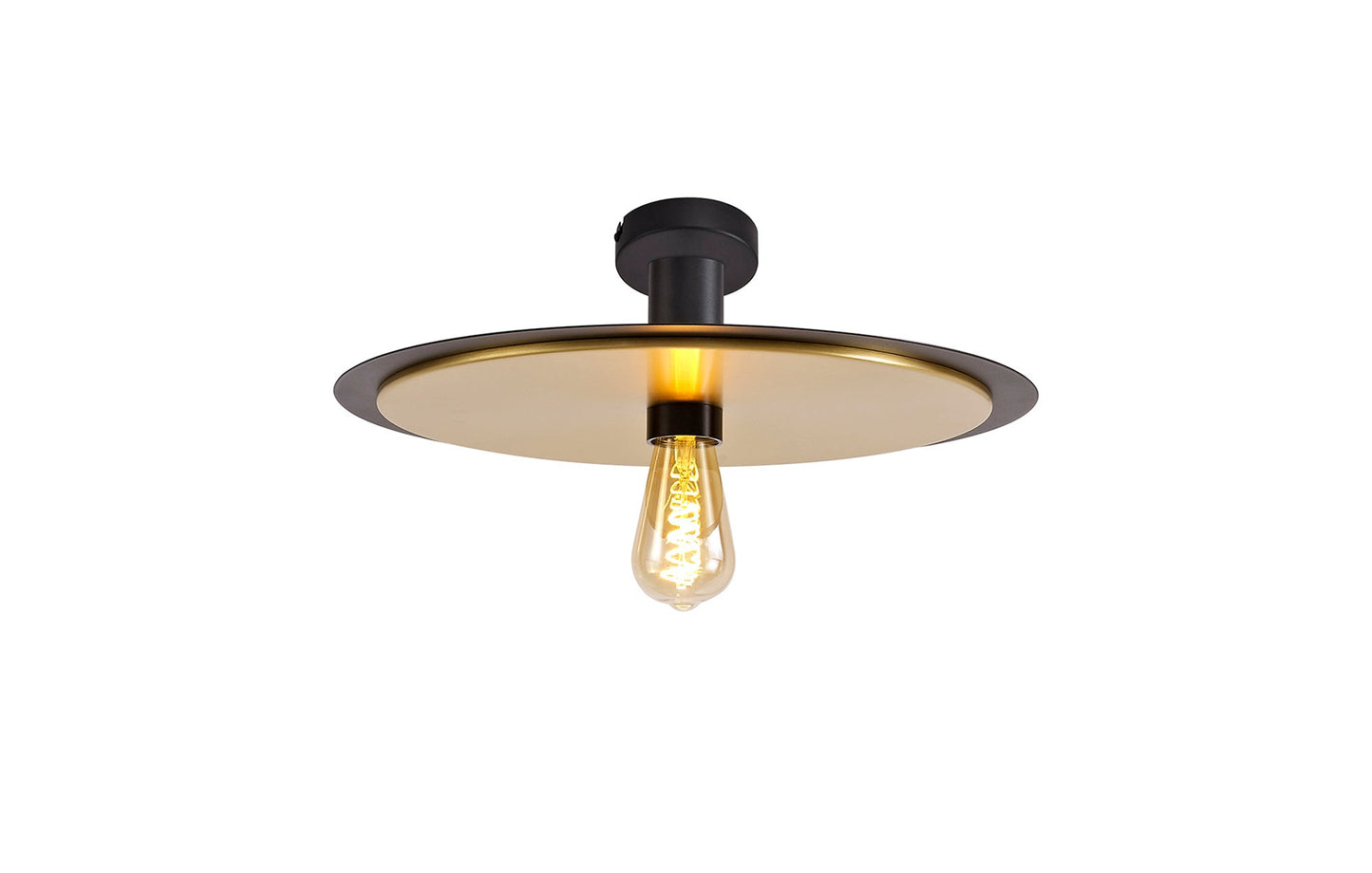 Lydiat Single 3 In1 Ceiling Flush, Semi-Fush & Pendant Light, 1 Light Adjustable E27, Black and Gold