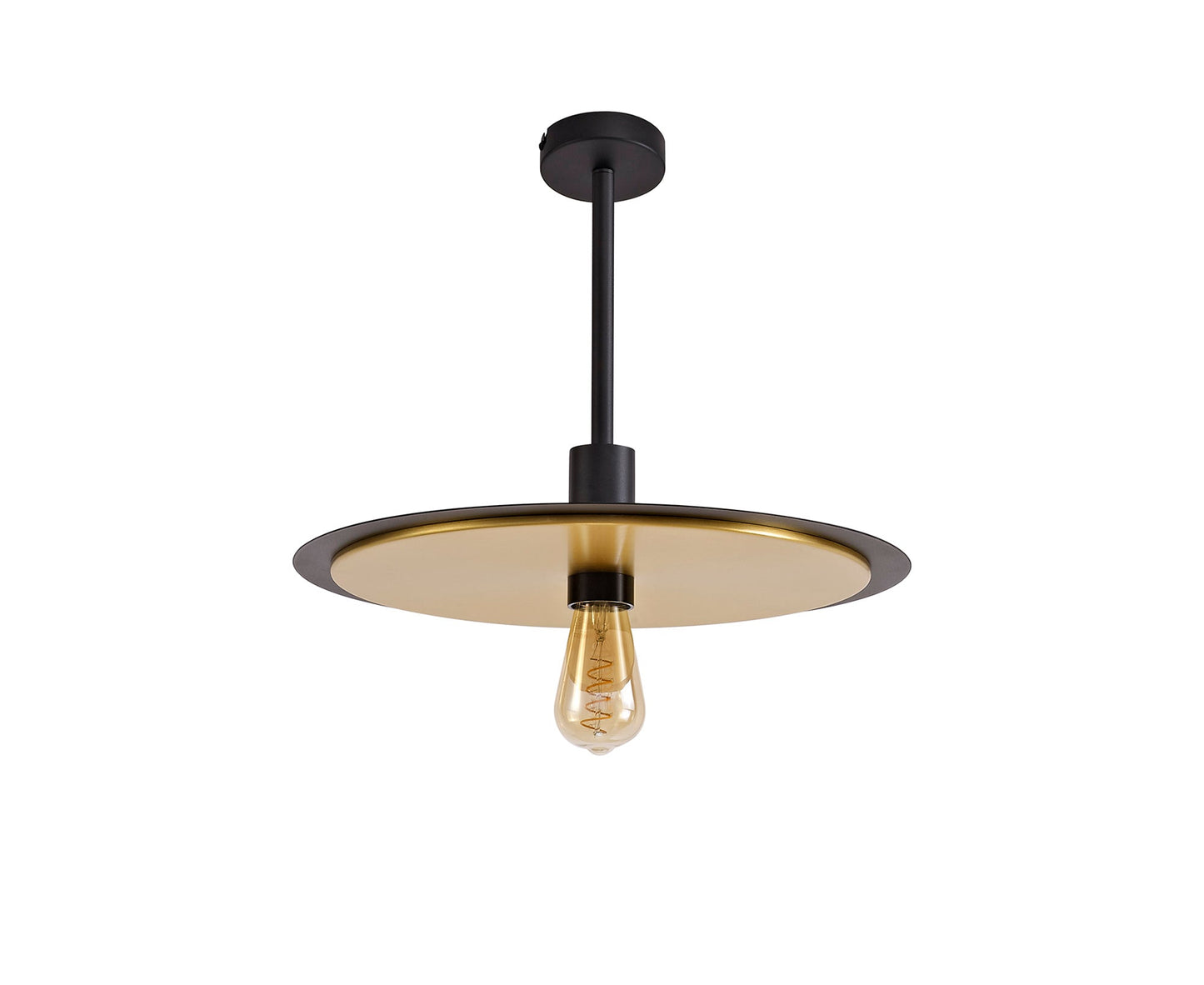 Lydiat Single 3 In1 Ceiling Flush, Semi-Fush & Pendant Light, 1 Light Adjustable E27, Black and Gold