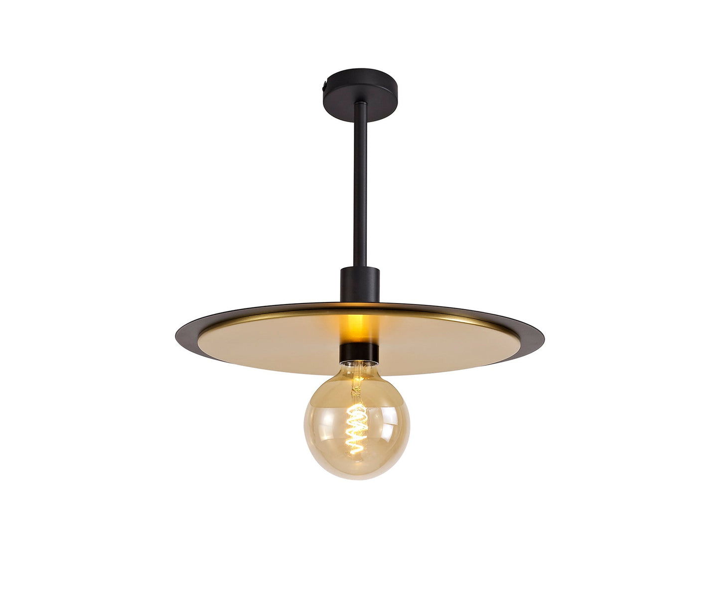 Lydiat Single 3 In1 Ceiling Flush, Semi-Fush & Pendant Light, 1 Light Adjustable E27, Black and Gold