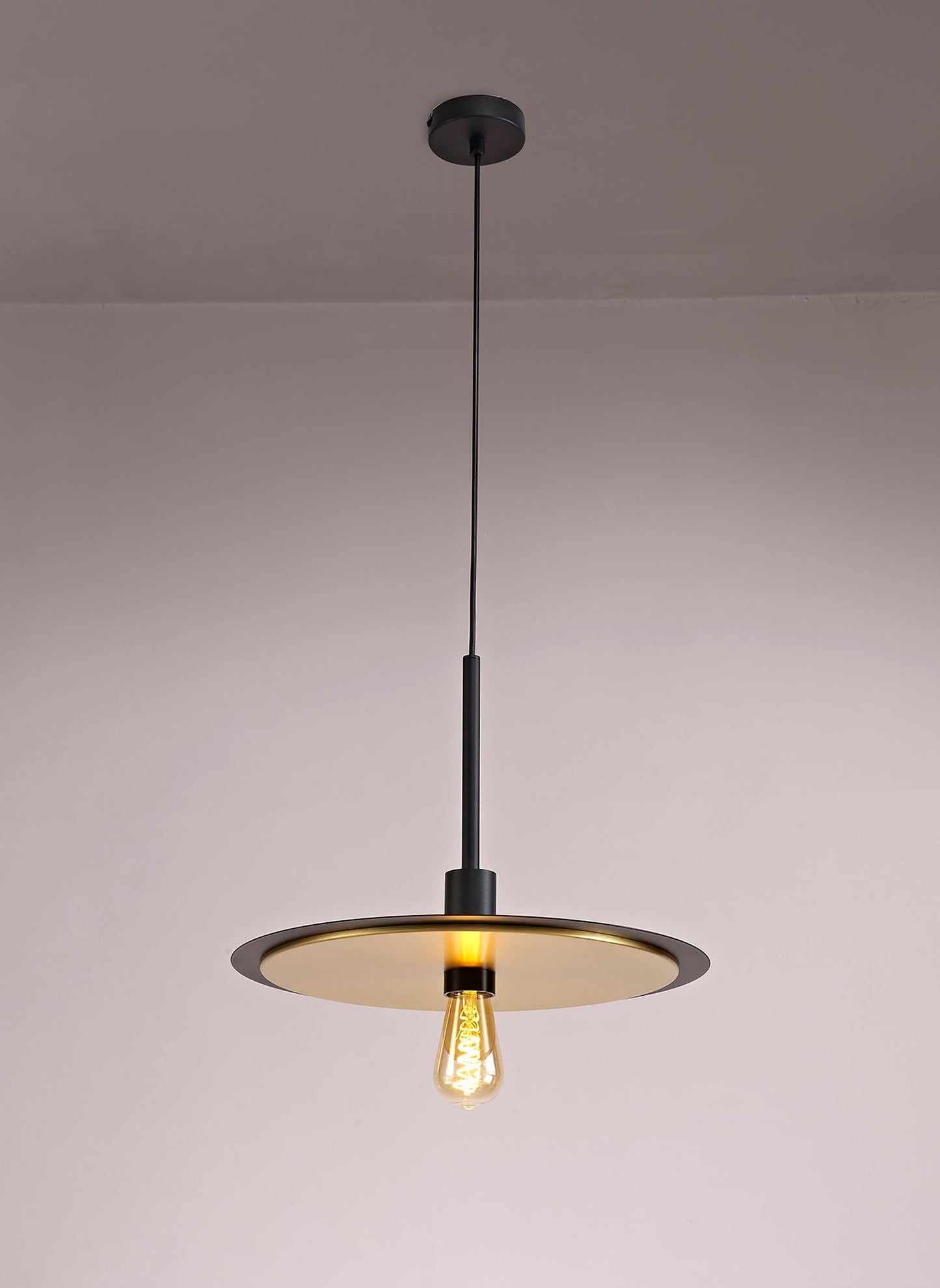 Lydiat Single 3 In1 Ceiling Flush, Semi-Fush & Pendant Light, 1 Light Adjustable E27, Black and Gold